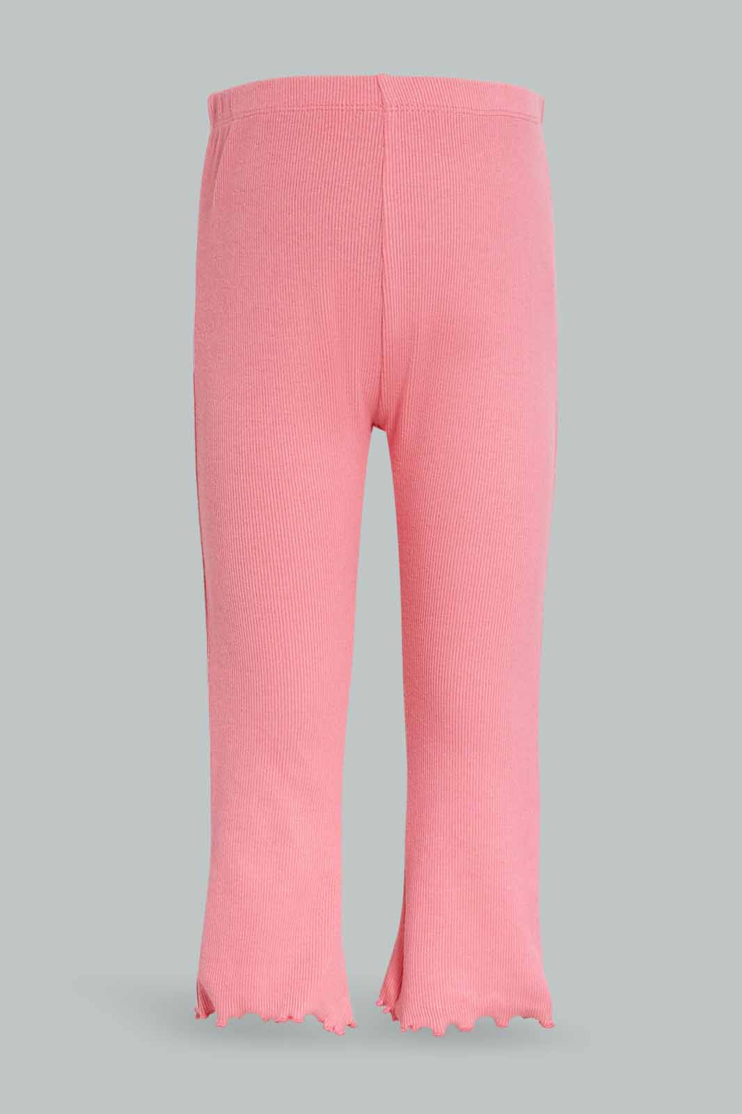 Redtag-Girls-Peach-Bell-Bottom-Ribbed-Trouser-Category:Trousers,-Colour:Orange,-Deals:New-In,-Dept:Girls,-Filter:Infant-Girls-(3-to-24-Mths),-ING-Trousers,-New-In-ING-APL,-Non-Sale,-S23A,-Section:Girls-(0-to-14Yrs)-Infant-Girls-3 to 24 Months