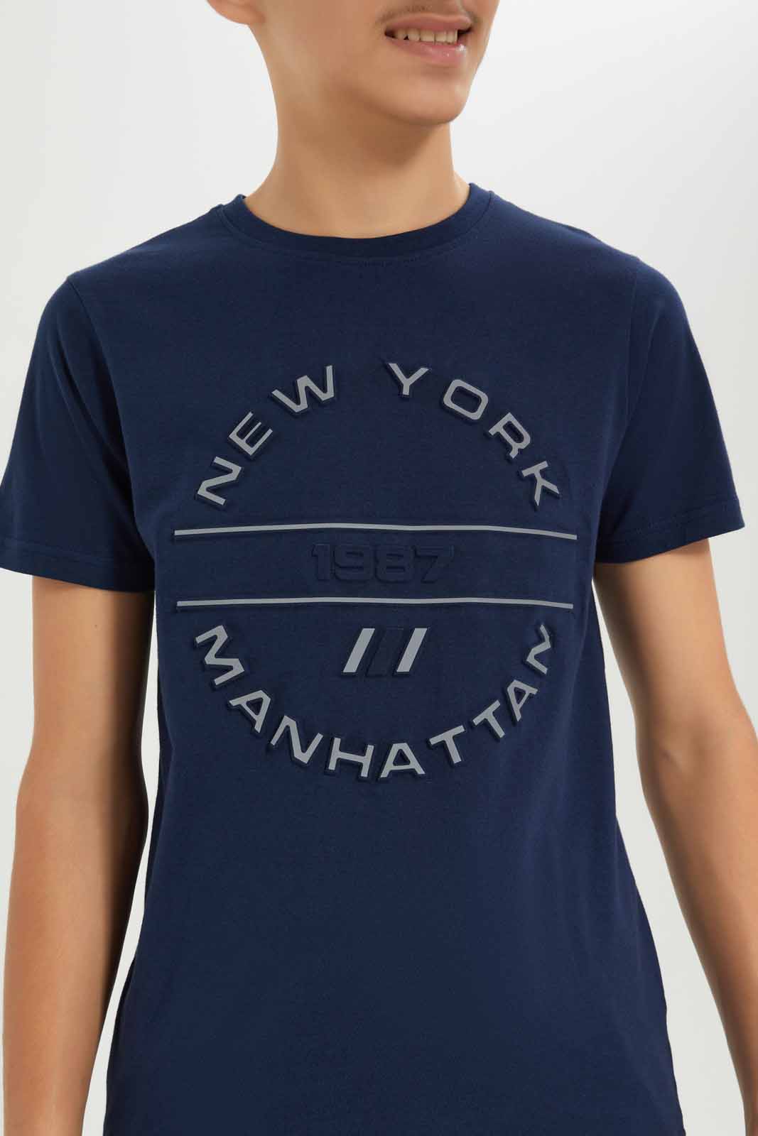 Redtag-Boys-Navy-Rubber-Print-Tee-BSR-T-Shirts,-Category:T-Shirts,-Colour:Navy,-Deals:New-In,-Dept:Boys,-Filter:Senior-Boys-(8-to-14-Yrs),-New-In-BSR-APL,-Non-Sale,-S23A,-Section:Boys-(0-to-14Yrs)-Senior-Boys-9 to 14 Years