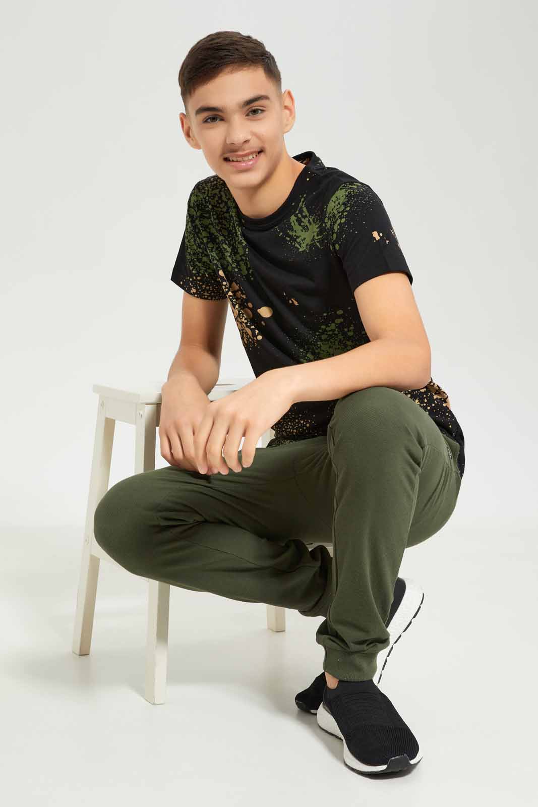 Redtag-Boys-Black-Splatter-Print-Tee-BSR-T-Shirts,-Category:T-Shirts,-Colour:Black,-Deals:New-In,-Dept:Boys,-Filter:Senior-Boys-(8-to-14-Yrs),-New-In-BSR-APL,-Non-Sale,-S23A,-Section:Boys-(0-to-14Yrs)-Senior-Boys-9 to 14 Years