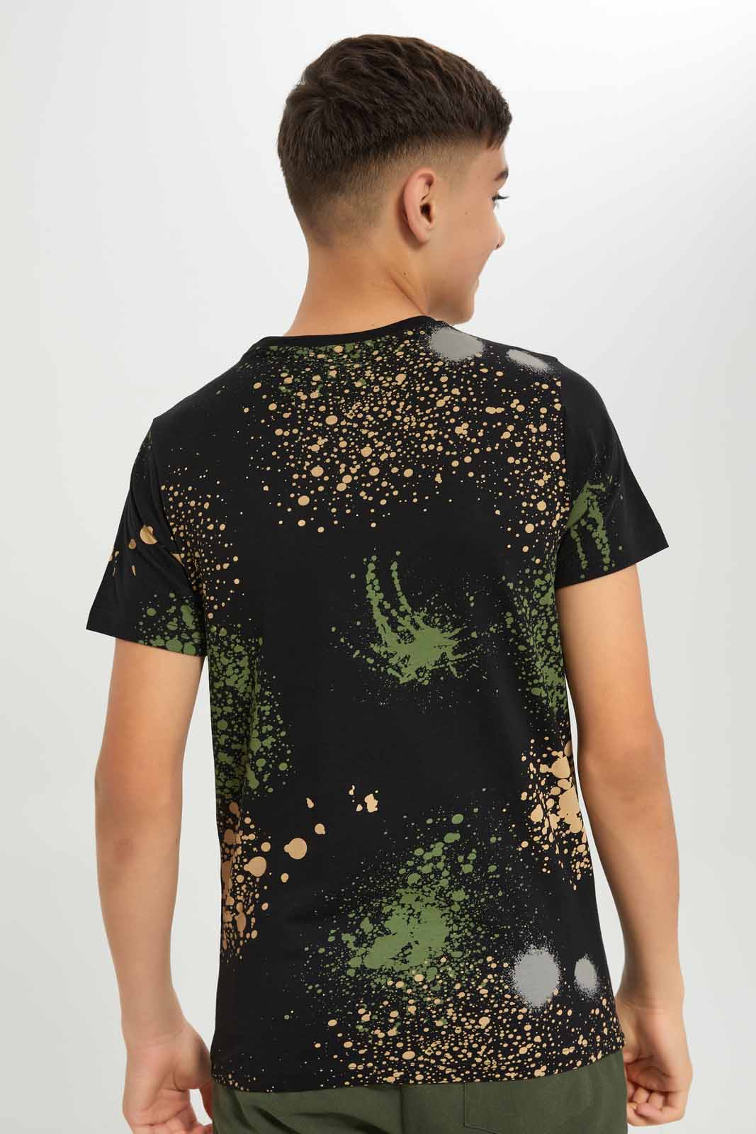 Redtag-Boys-Black-Splatter-Print-Tee-BSR-T-Shirts,-Category:T-Shirts,-Colour:Black,-Deals:New-In,-Dept:Boys,-Filter:Senior-Boys-(8-to-14-Yrs),-New-In-BSR-APL,-Non-Sale,-S23A,-Section:Boys-(0-to-14Yrs)-Senior-Boys-9 to 14 Years