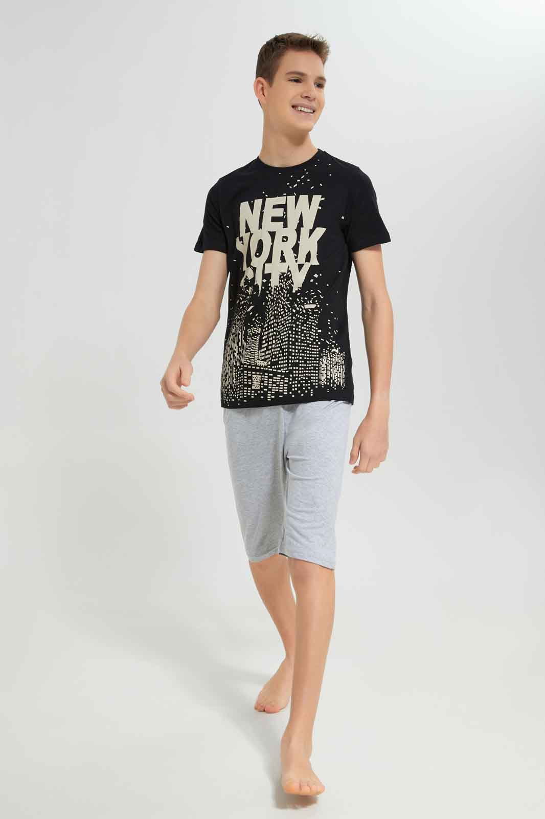 Redtag-Boys-Black-Nyc-Nightsuit-BSR-Pyjama-Sets,-Category:Pyjama-Sets,-Colour:Black,-Deals:New-In,-Dept:Boys,-Filter:Senior-Boys-(8-to-14-Yrs),-New-In-BSR-APL,-Non-Sale,-S23A,-Section:Boys-(0-to-14Yrs)-Senior-Boys-9 to 14 Years