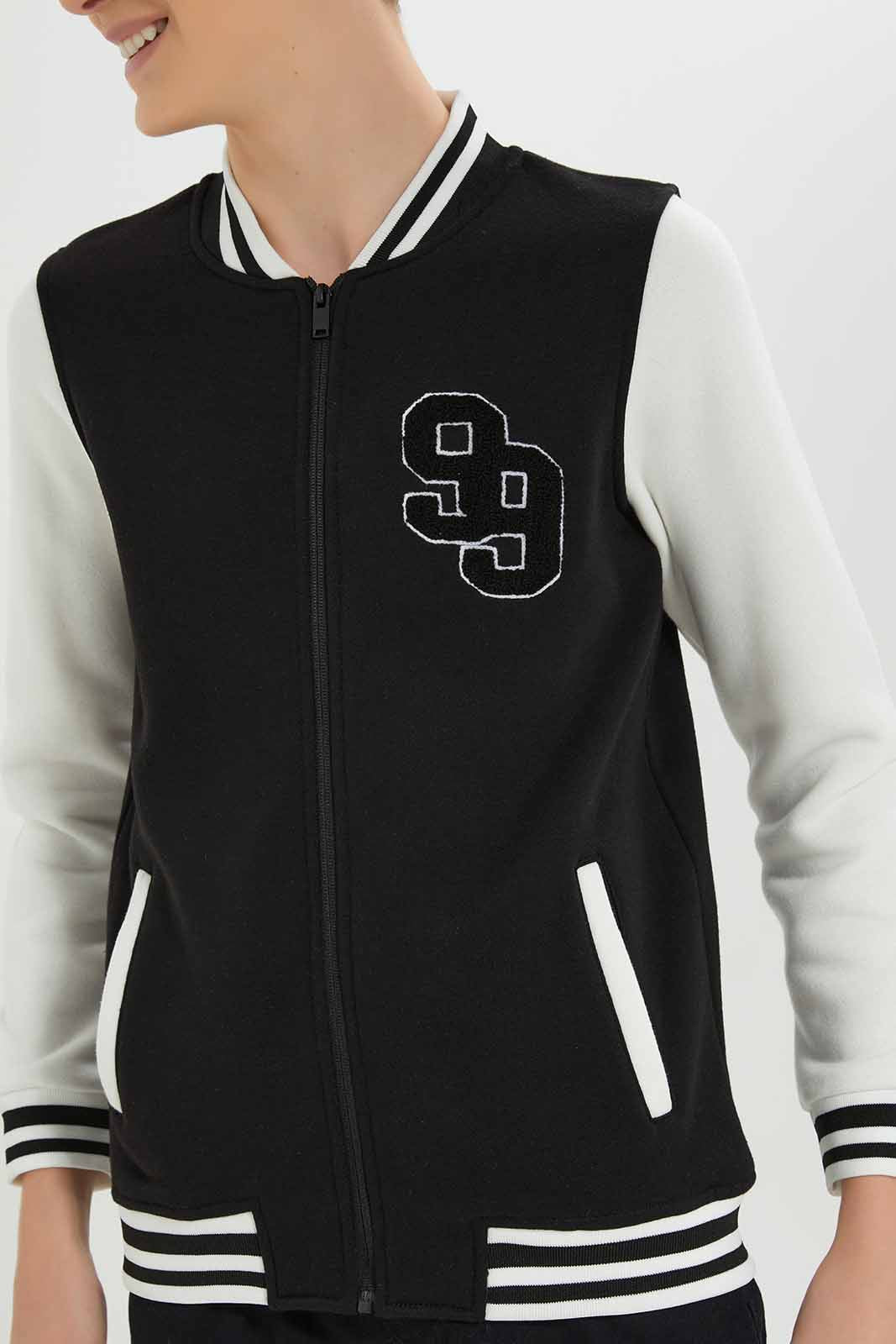 Redtag-Boys-Black-Baseball-Sweatshirt-BSR-Sweatshirts,-Category:Sweatshirts,-Colour:Black,-Deals:New-In,-Dept:Boys,-Filter:Senior-Boys-(8-to-14-Yrs),-New-In-BSR-APL,-Non-Sale,-S23A,-Section:Boys-(0-to-14Yrs)-Senior-Boys-9 to 14 Years