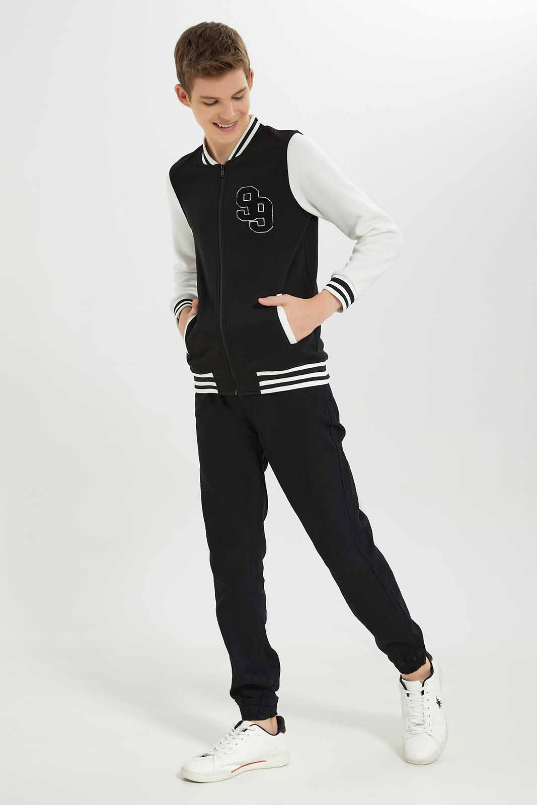 Redtag-Boys-Black-Baseball-Sweatshirt-BSR-Sweatshirts,-Category:Sweatshirts,-Colour:Black,-Deals:New-In,-Dept:Boys,-Filter:Senior-Boys-(8-to-14-Yrs),-New-In-BSR-APL,-Non-Sale,-S23A,-Section:Boys-(0-to-14Yrs)-Senior-Boys-9 to 14 Years