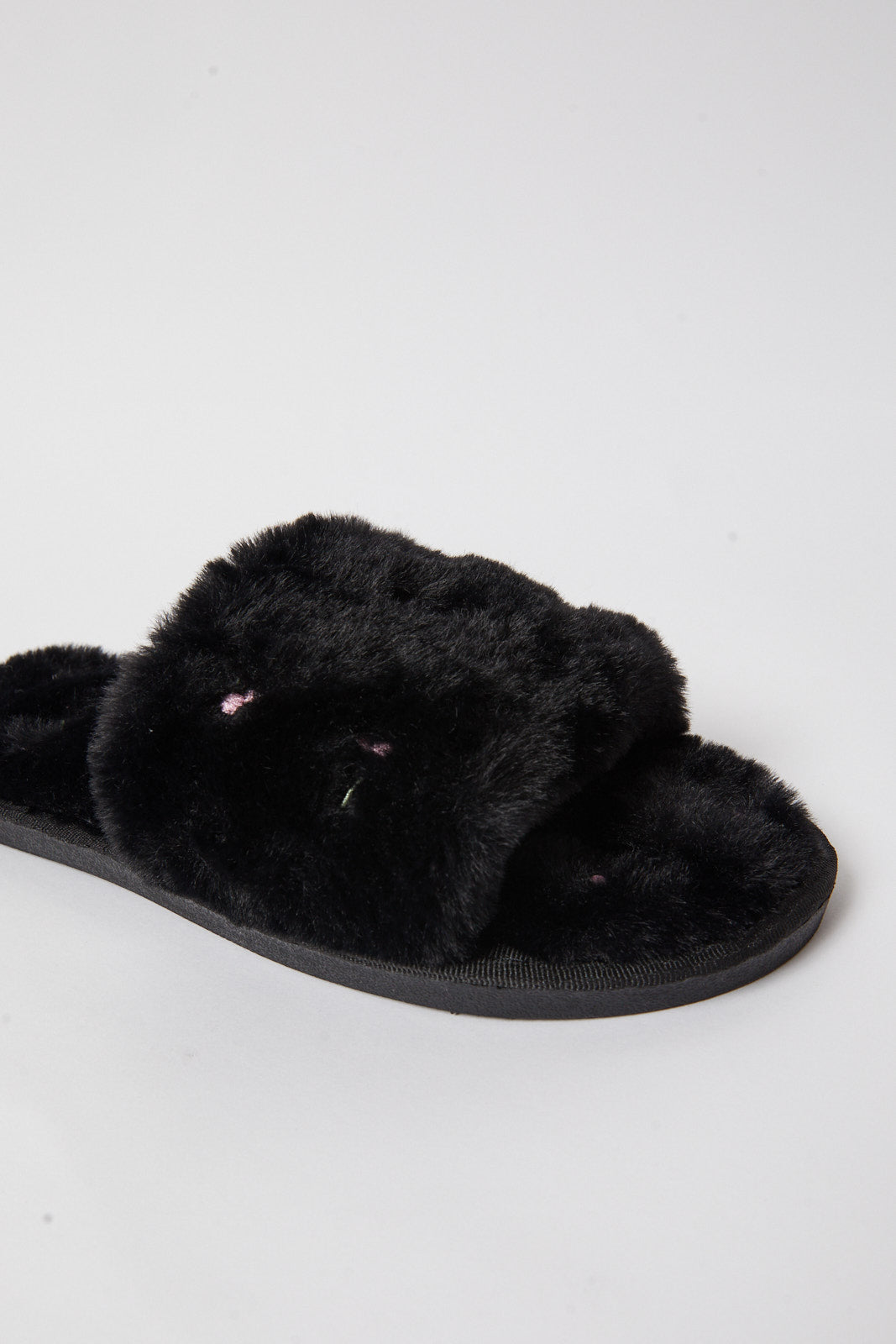 Redtag-Black-Embroidered-Slipper-Category:Shoes,-Colour:Black,-Deals:New-In,-Filter:Women's-Footwear,-N/A,-New-In-Women-FOO,-Non-Sale,-S23B,-Section:Women,-Women-Slippers-Women's-