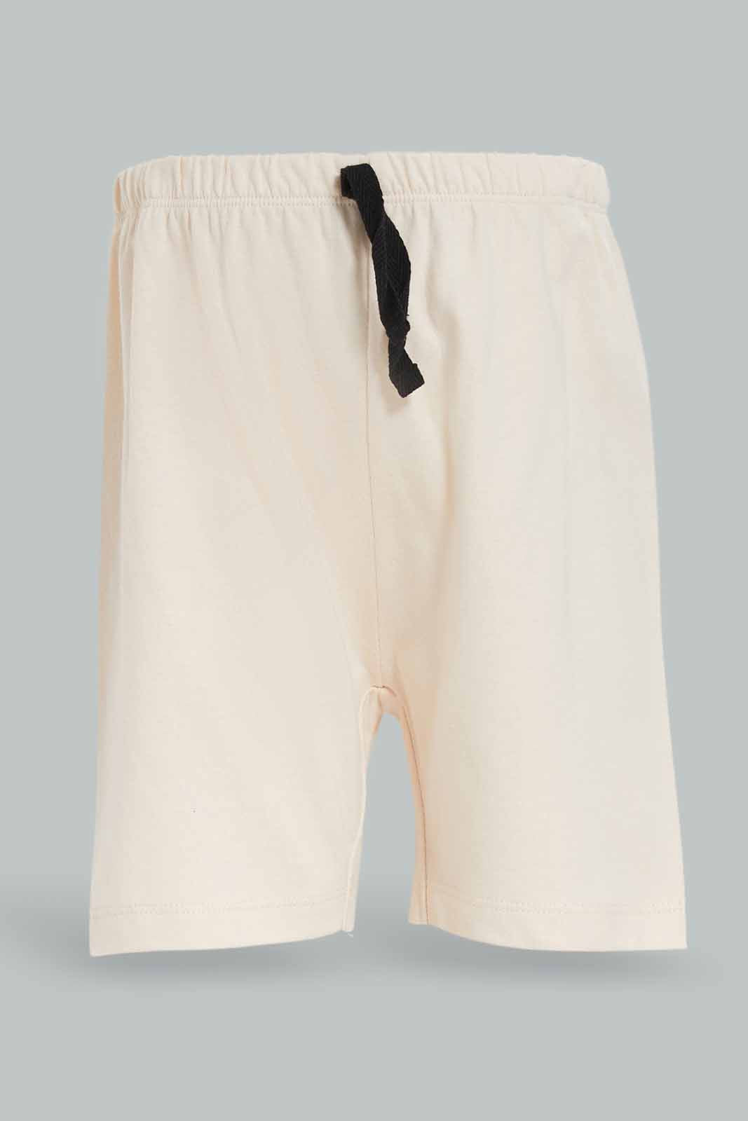 Redtag-Boys-Beige-Tshirt-And-Short-2-Pack-Pj-Set-Category:Pyjama-Sets,-Colour:Beige,-Deals:New-In,-Dept:Boys,-Filter:Infant-Boys-(3-to-24-Mths),-INB-Pyjama-Sets,-New-In-INB-APL,-Non-Sale,-S23A,-Section:Boys-(0-to-14Yrs)-Infant-Boys-3 to 24 Months