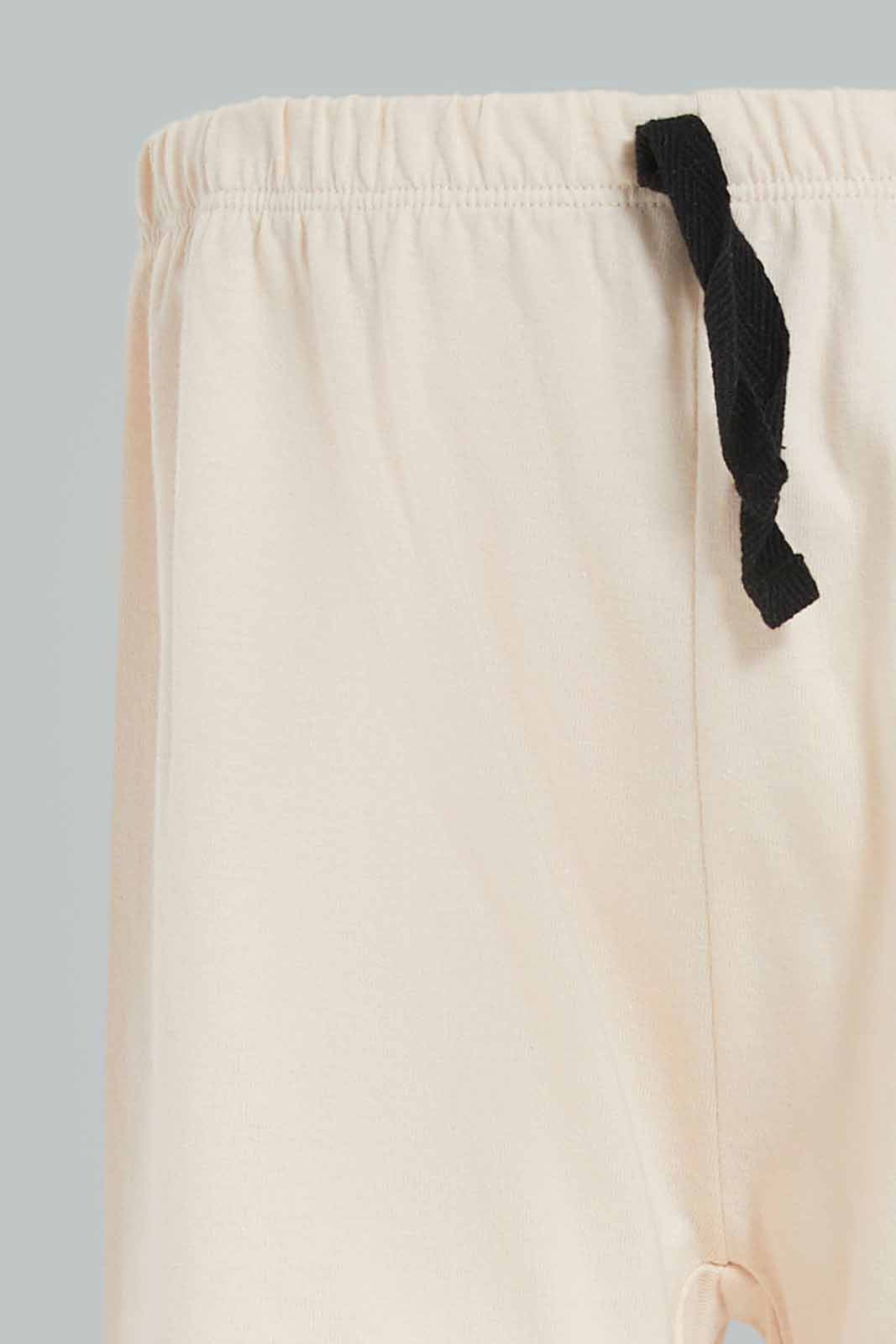 Redtag-Boys-Beige-Tshirt-And-Short-2-Pack-Pj-Set-Category:Pyjama-Sets,-Colour:Beige,-Deals:New-In,-Dept:Boys,-Filter:Infant-Boys-(3-to-24-Mths),-INB-Pyjama-Sets,-New-In-INB-APL,-Non-Sale,-S23A,-Section:Boys-(0-to-14Yrs)-Infant-Boys-3 to 24 Months