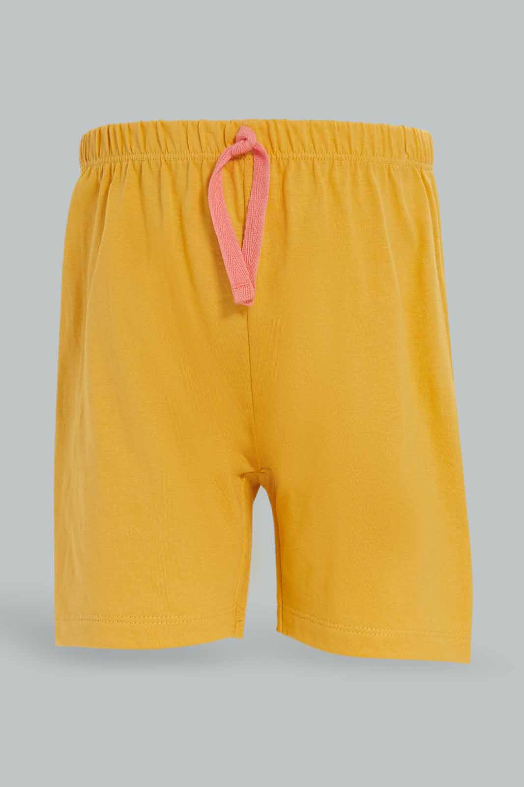 Redtag-Boys-Blue-Aop-Tshirt-And-Mustard-Short-2-Pack-Pj-Set-Category:Pyjama-Sets,-Colour:Blue,-Deals:New-In,-Dept:Boys,-Filter:Infant-Boys-(3-to-24-Mths),-INB-Pyjama-Sets,-New-In-INB-APL,-Non-Sale,-S23A,-Section:Boys-(0-to-14Yrs)-Infant-Boys-3 to 24 Months