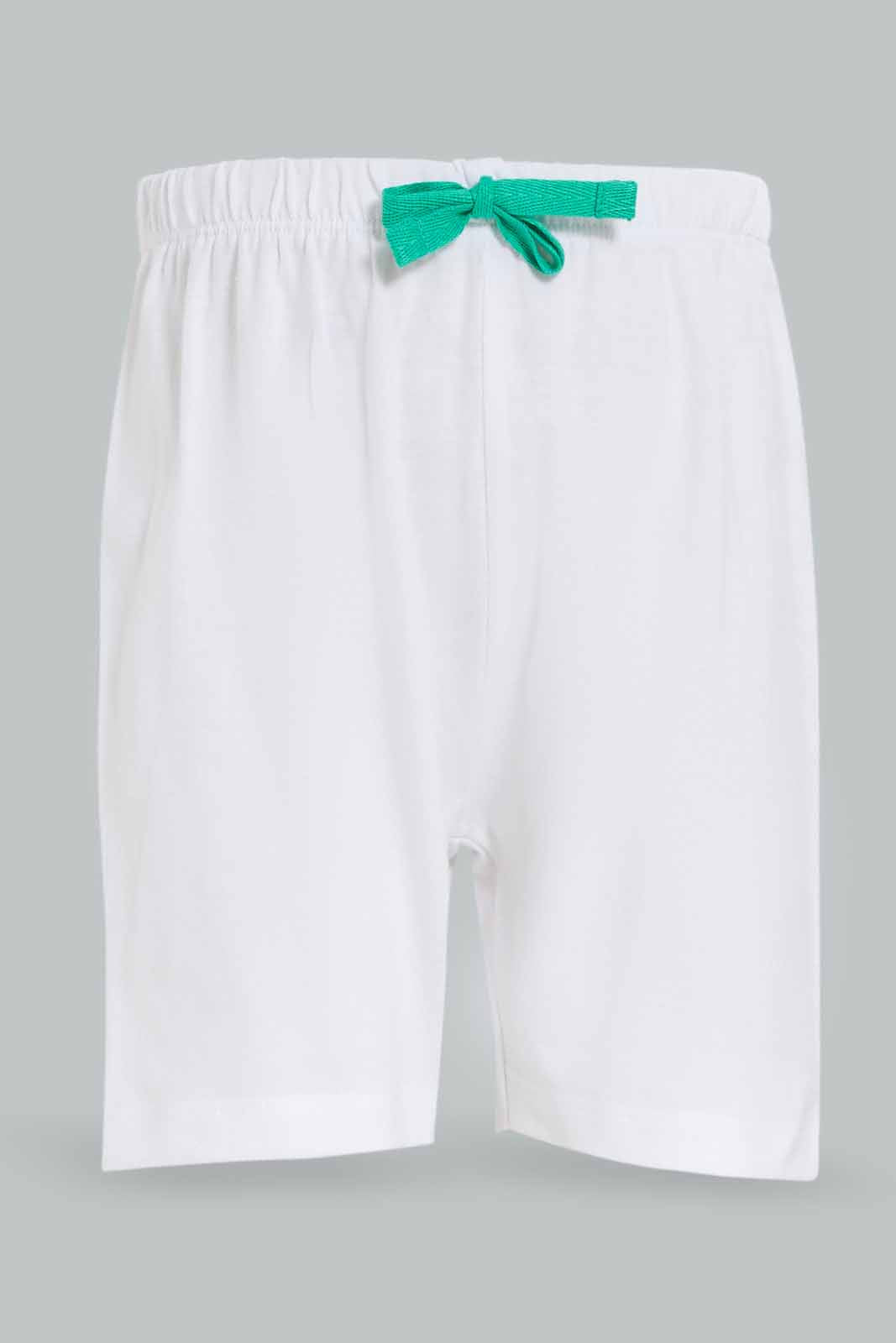 Redtag-Boys-Cream-Dino-Tshirt-And-Short-2-Pack-Pj-Set-Category:Pyjama-Sets,-Colour:White,-Deals:New-In,-Dept:Boys,-Filter:Infant-Boys-(3-to-24-Mths),-INB-Pyjama-Sets,-New-In-INB-APL,-Non-Sale,-S23A,-Section:Boys-(0-to-14Yrs)-Infant-Boys-3 to 24 Months