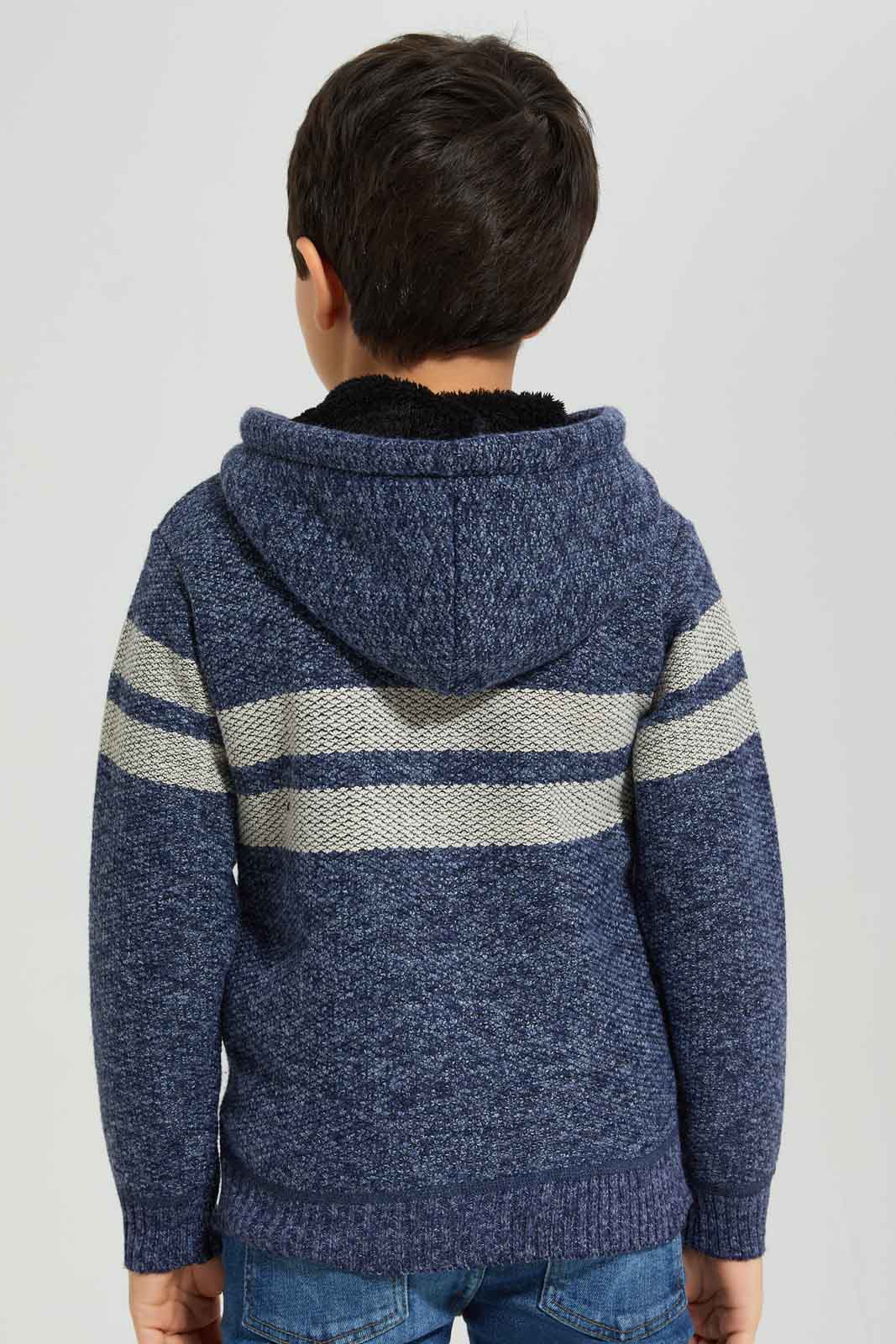 Redtag-Boys-Navy-Stripe-Hooded-Fur-Lined-Zip-Through-Cardigan-BOY-Cardigans,-Category:Cardigans,-Colour:Navy,-Deals:New-In,-Dept:Boys,-Filter:Boys-(2-to-8-Yrs),-New-In-BOY-APL,-Non-Sale,-S23A,-Section:Boys-(0-to-14Yrs)-Boys-2 to 8 Years
