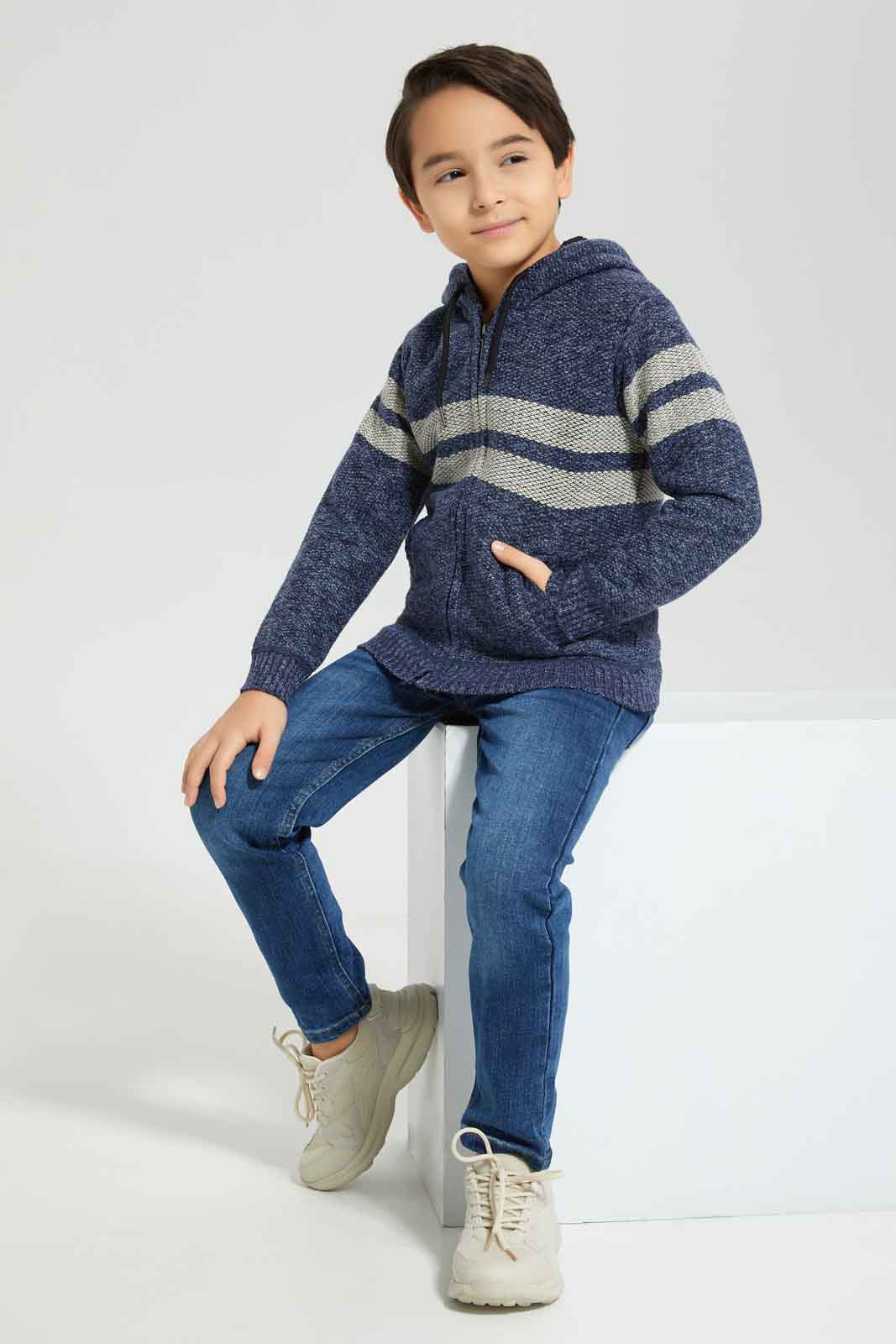 Redtag-Boys-Navy-Stripe-Hooded-Fur-Lined-Zip-Through-Cardigan-BOY-Cardigans,-Category:Cardigans,-Colour:Navy,-Deals:New-In,-Dept:Boys,-Filter:Boys-(2-to-8-Yrs),-New-In-BOY-APL,-Non-Sale,-S23A,-Section:Boys-(0-to-14Yrs)-Boys-2 to 8 Years