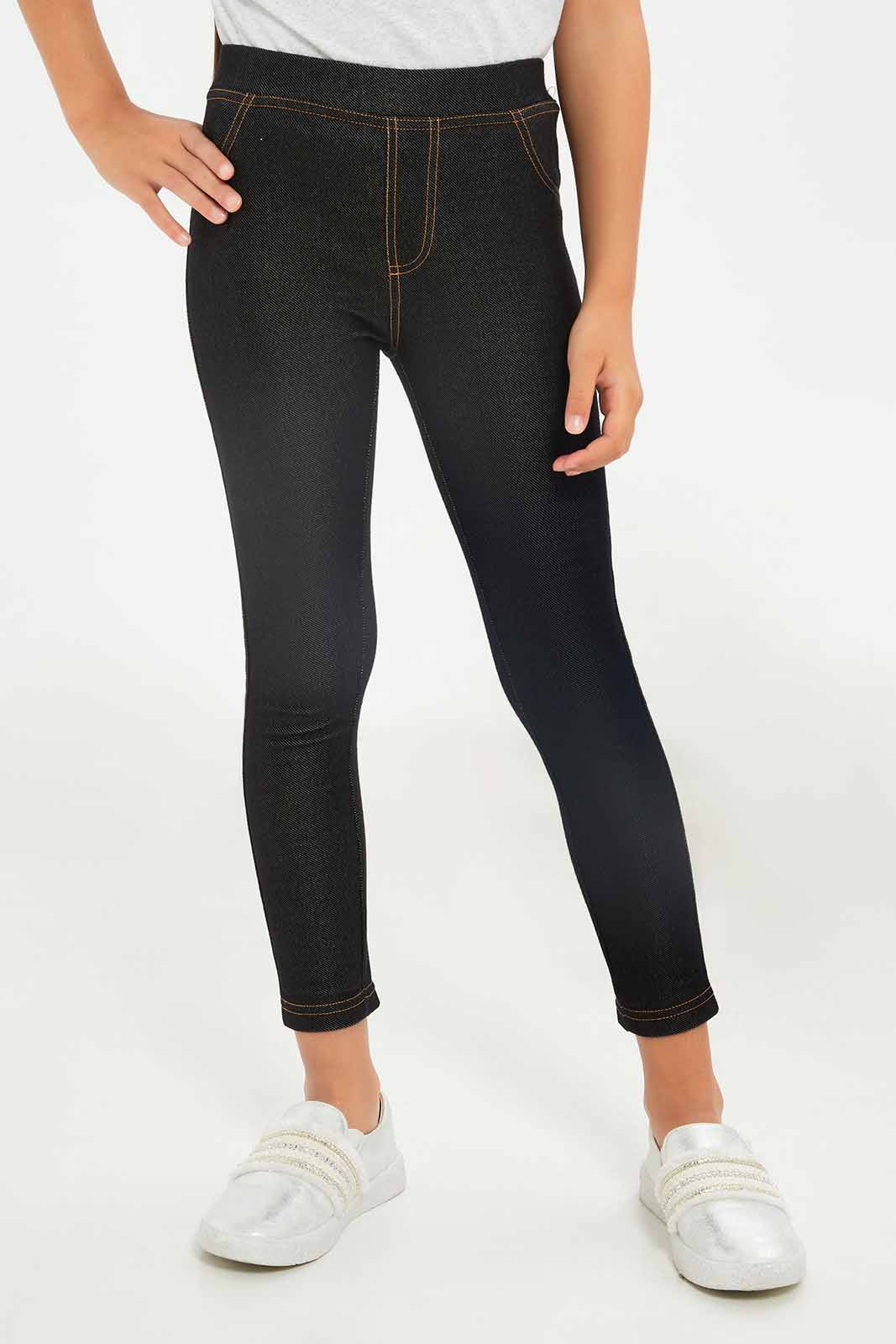 Redtag-Girls-Black-Jeggings-Category:Jeggings,-Colour:Black,-Deals:New-In,-Dept:Girls,-Filter:Girls-(2-to-8-Yrs),-GIR-Jeggings,-New-In-GIR-APL,-Non-Sale,-S23A,-Section:Girls-(0-to-14Yrs)-Girls-2 to 8 Years