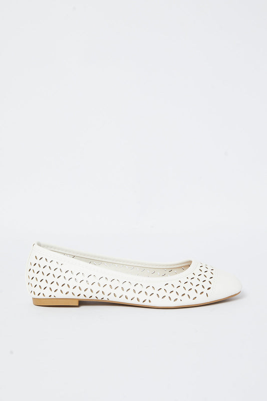 Redtag-White-Cut-Out-Ballerina-Category:Shoes,-Colour:White,-Deals:New-In,-Filter:Women's-Footwear,-N/A,-New-In-Women-FOO,-Non-Sale,-S23A,-Section:Women,-Women-Shoes-Women's-