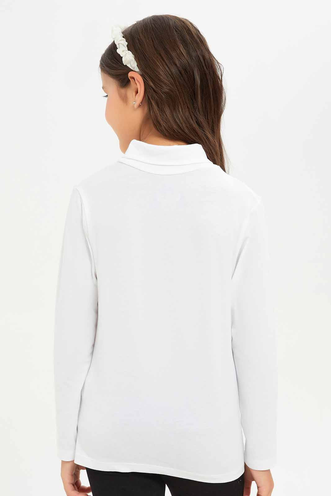 Redtag-Girls-Cream-High-Neck-Tee-Category:T-Shirts,-Colour:Cream,-Deals:New-In,-Dept:Girls,-Filter:Girls-(2-to-8-Yrs),-GIR-T-Shirts,-New-In-GIR-APL,-Non-Sale,-S23A,-Section:Girls-(0-to-14Yrs)-Girls-2 to 8 Years