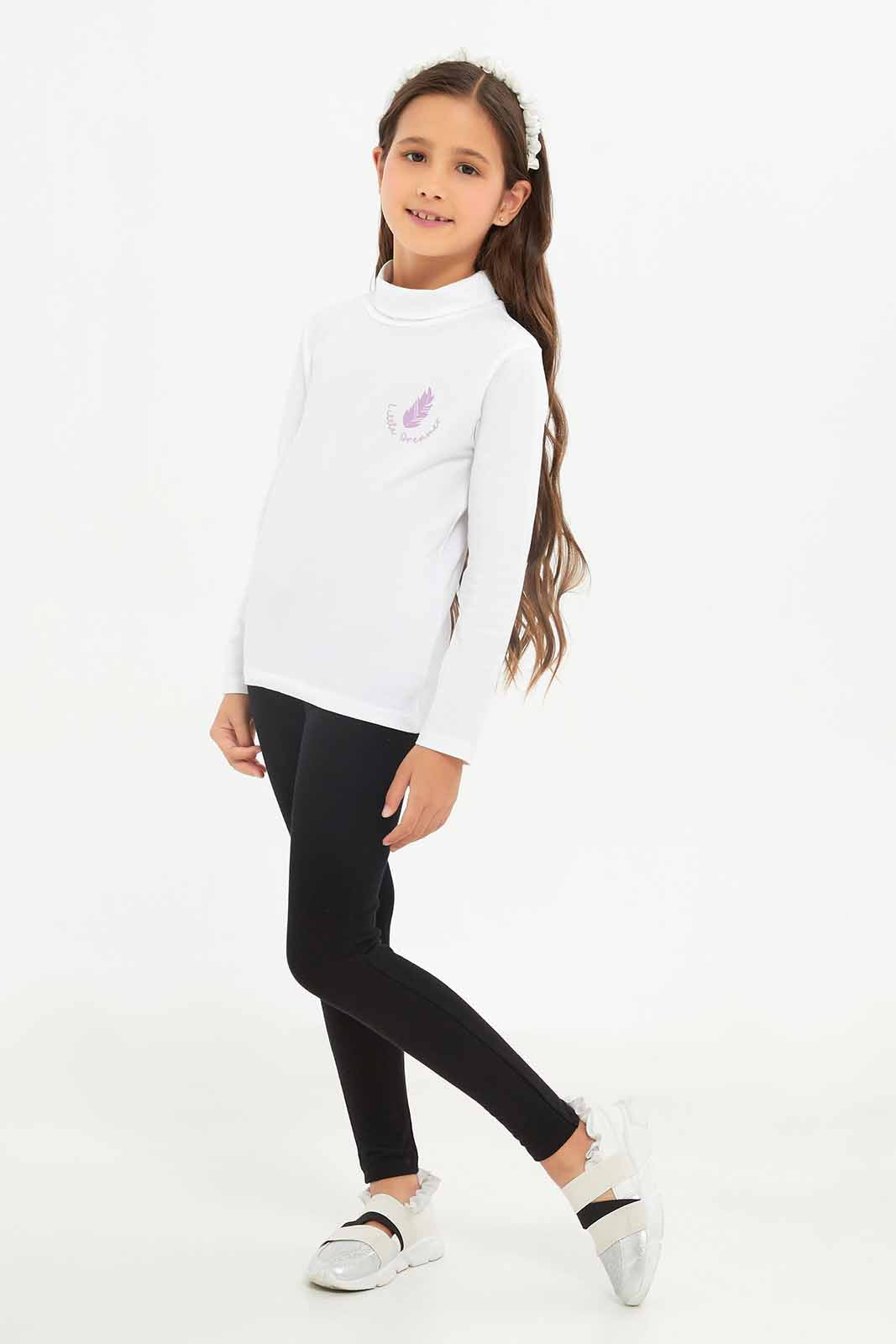 Redtag-Girls-Cream-High-Neck-Tee-Category:T-Shirts,-Colour:Cream,-Deals:New-In,-Dept:Girls,-Filter:Girls-(2-to-8-Yrs),-GIR-T-Shirts,-New-In-GIR-APL,-Non-Sale,-S23A,-Section:Girls-(0-to-14Yrs)-Girls-2 to 8 Years
