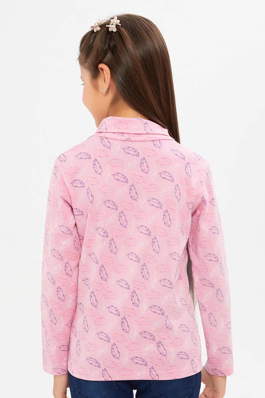 Redtag-Girls-Pink-Printed-High-Neck-Tee-Category:T-Shirts,-Colour:Apricot,-Deals:New-In,-Dept:Girls,-Filter:Girls-(2-to-8-Yrs),-GIR-T-Shirts,-New-In-GIR-APL,-Non-Sale,-S23A,-Section:Girls-(0-to-14Yrs)-Girls-2 to 8 Years