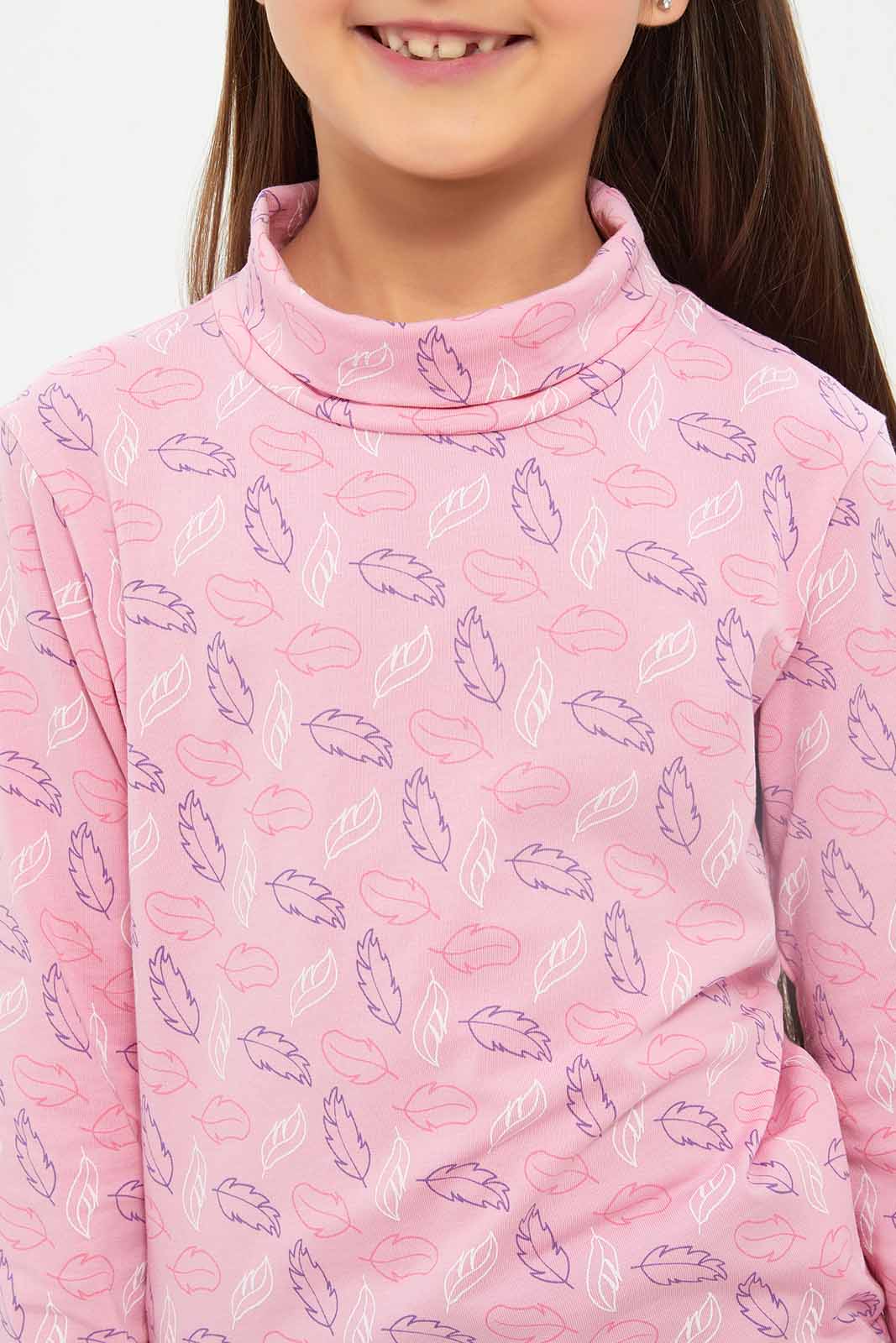 Redtag-Girls-Pink-Printed-High-Neck-Tee-Category:T-Shirts,-Colour:Apricot,-Deals:New-In,-Dept:Girls,-Filter:Girls-(2-to-8-Yrs),-GIR-T-Shirts,-New-In-GIR-APL,-Non-Sale,-S23A,-Section:Girls-(0-to-14Yrs)-Girls-2 to 8 Years