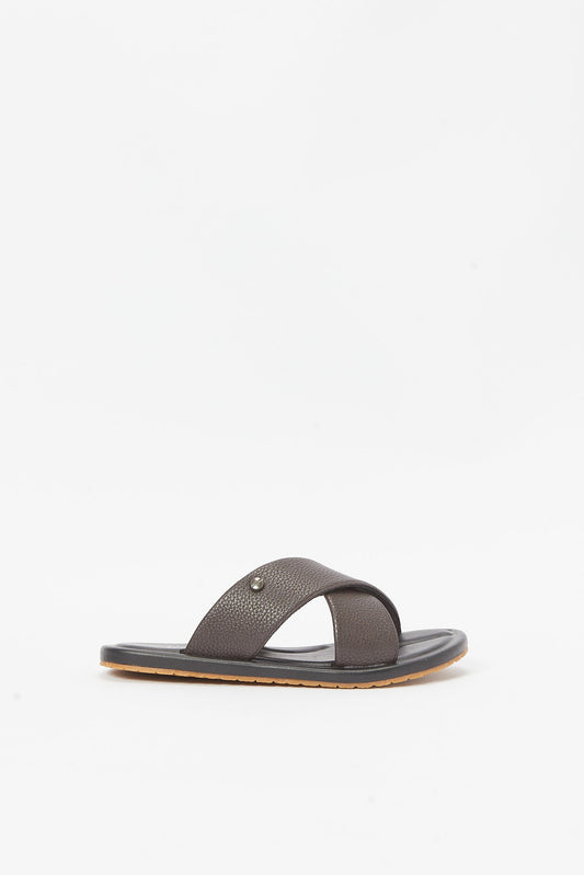 Redtag-Brown-Criss-Cross-Slide-Sandal-BSR-Sandals,-Category:Shoes,-Colour:Brown,-Deals:New-In,-Filter:Boys-Footwear-(5-to-14-Yrs),-New-In-BSR-FOO,-Non-Sale,-RMD,-S23B,-Section:Boys-(0-to-14Yrs)-Senior-Boys-5 to 14 Years