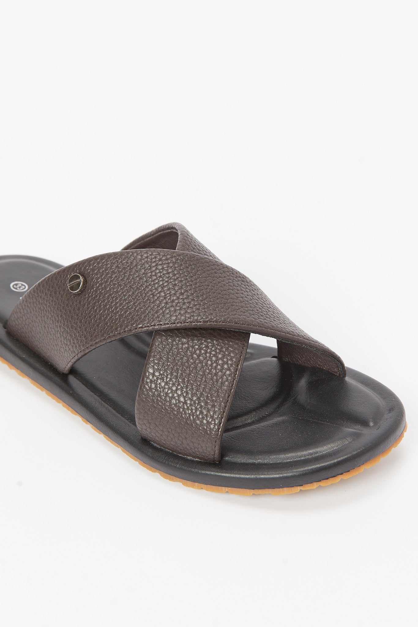 Redtag-Brown-Criss-Cross-Slide-Sandal-BSR-Sandals,-Category:Shoes,-Colour:Brown,-Deals:New-In,-Filter:Boys-Footwear-(5-to-14-Yrs),-New-In-BSR-FOO,-Non-Sale,-RMD,-S23B,-Section:Boys-(0-to-14Yrs)-Senior-Boys-5 to 14 Years
