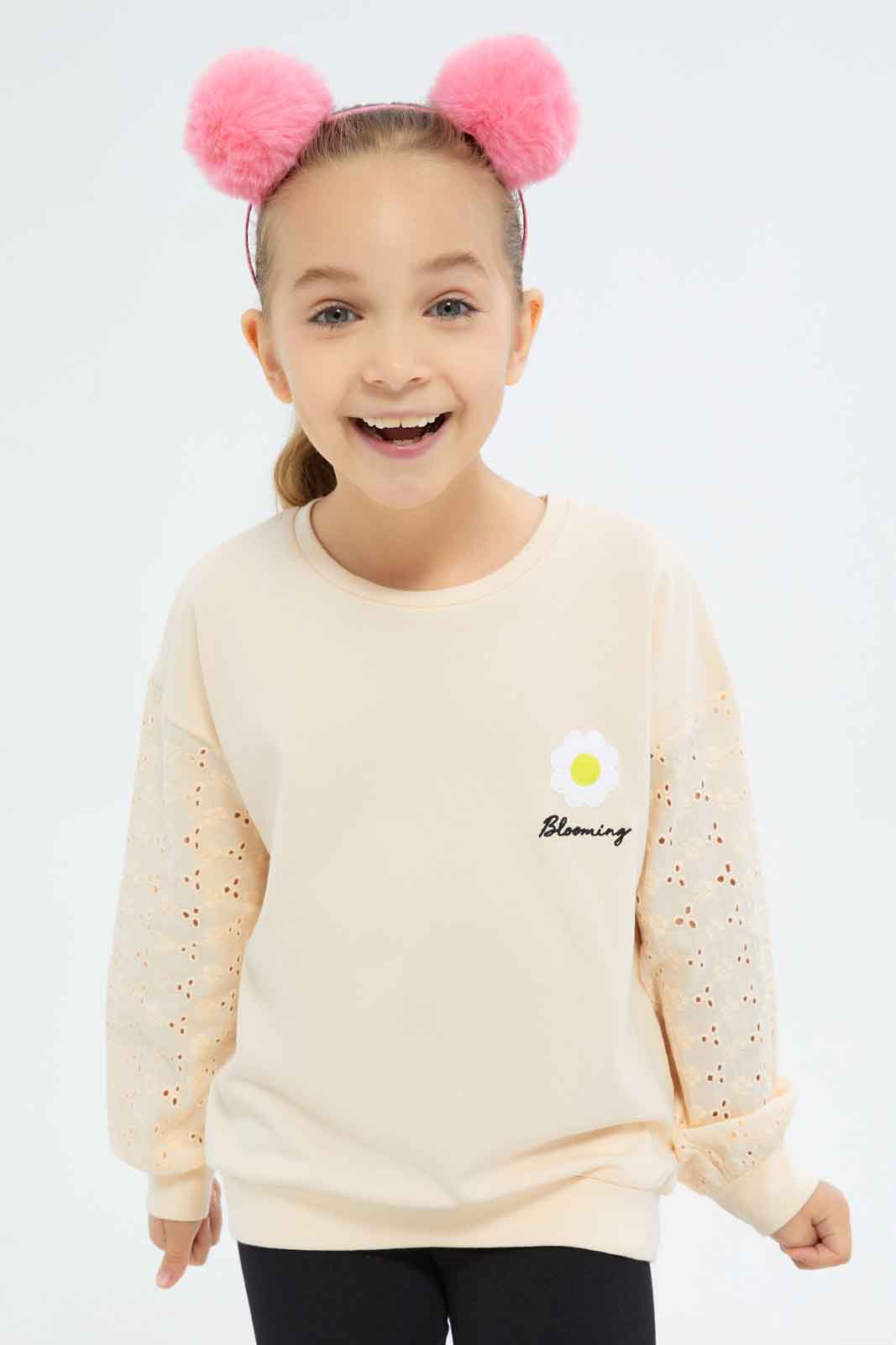 Redtag-Girls-Beige-Sunflower-Legging-Set-Category:Sets,-Colour:Beige,-Deals:New-In,-Dept:Girls,-Filter:Girls-(2-to-8-Yrs),-GIR-Sets,-New-In-GIR-APL,-Non-Sale,-S23A,-Section:Girls-(0-to-14Yrs)-Girls-2 to 8 Years