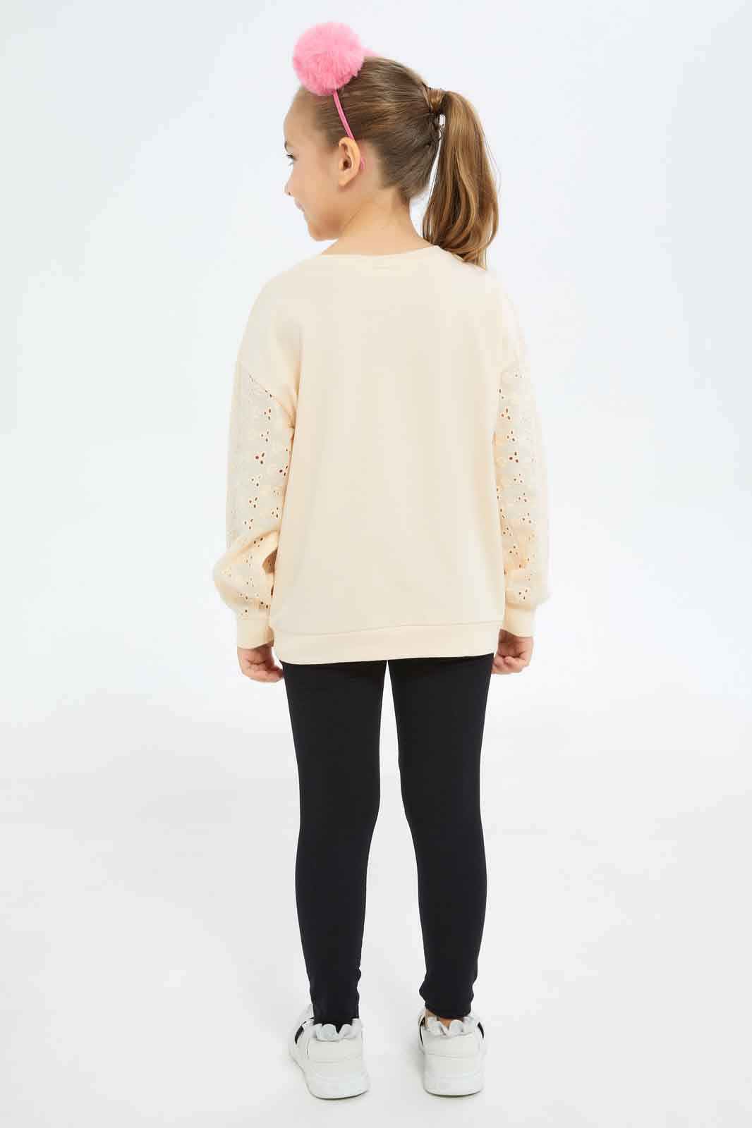 Redtag-Girls-Beige-Sunflower-Legging-Set-Category:Sets,-Colour:Beige,-Deals:New-In,-Dept:Girls,-Filter:Girls-(2-to-8-Yrs),-GIR-Sets,-New-In-GIR-APL,-Non-Sale,-S23A,-Section:Girls-(0-to-14Yrs)-Girls-2 to 8 Years