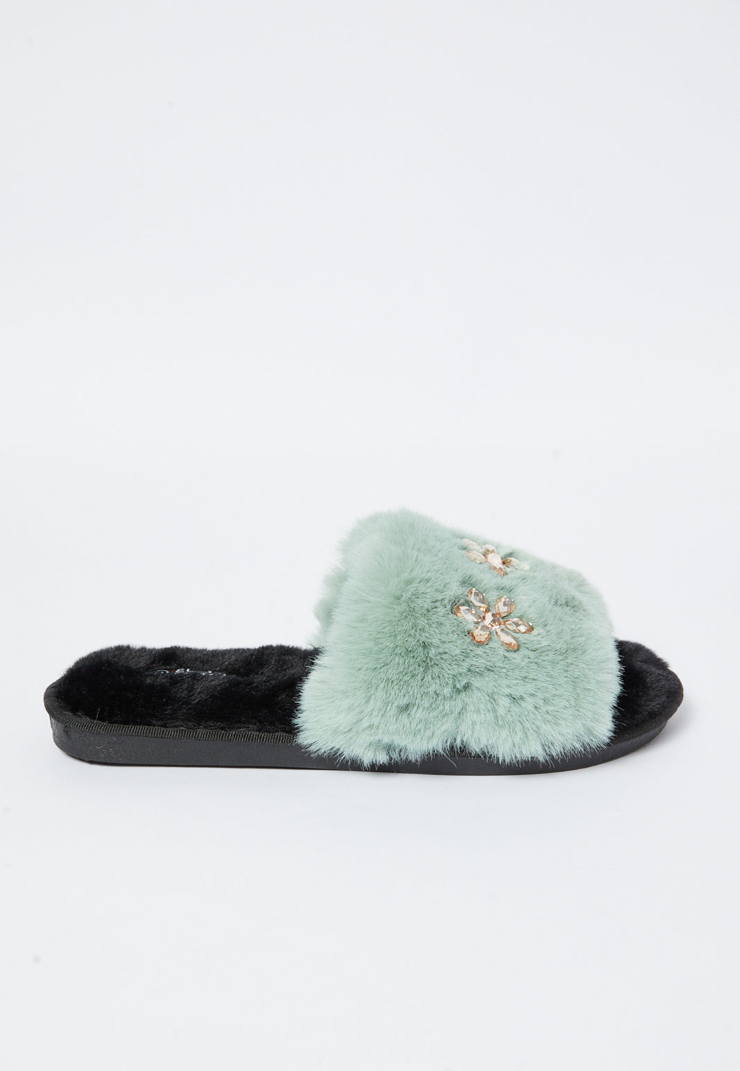 Redtag-Green-Embellished-Slipper-Category:Shoes,-Colour:Green,-Deals:New-In,-Filter:Women's-Footwear,-N/A,-New-In-Women-FOO,-Non-Sale,-S23A,-Section:Women,-Women-Slippers-Women's-