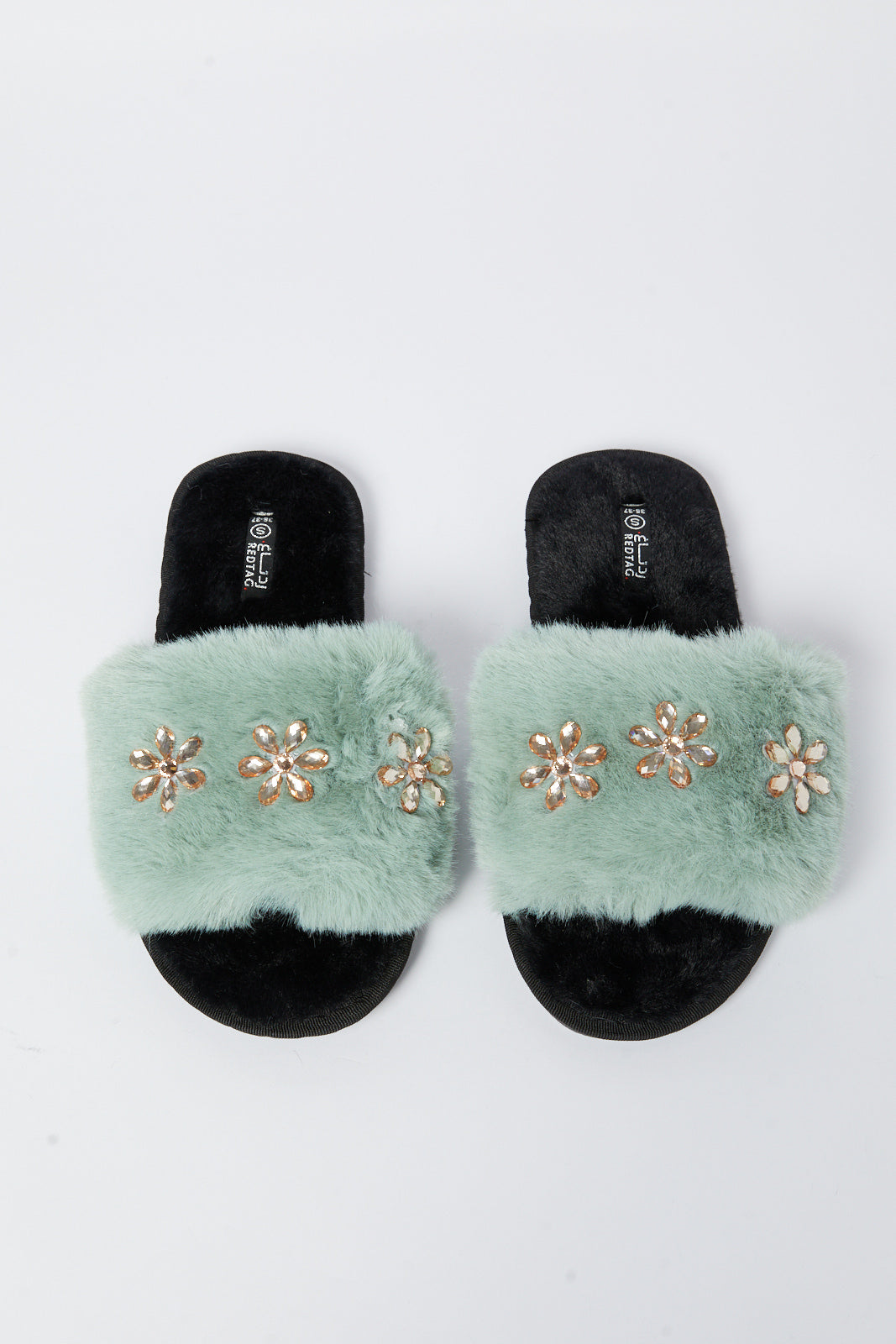 Redtag-Green-Embellished-Slipper-Category:Shoes,-Colour:Green,-Deals:New-In,-Filter:Women's-Footwear,-N/A,-New-In-Women-FOO,-Non-Sale,-S23A,-Section:Women,-Women-Slippers-Women's-