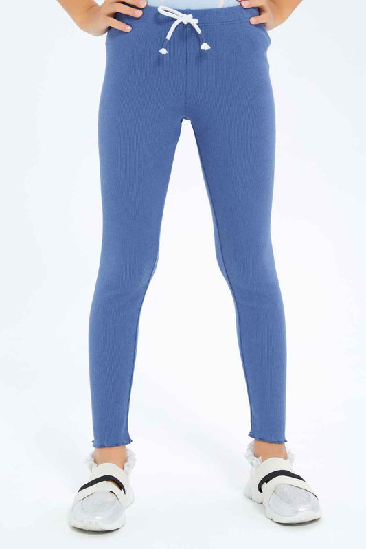 Redtag-Girls-Blue-Rib-Leggings-Category:Leggings,-Colour:Blue,-Deals:New-In,-Dept:Girls,-Filter:Girls-(2-to-8-Yrs),-GIR-Leggings,-New-In-GIR-APL,-Non-Sale,-S23A,-Section:Girls-(0-to-14Yrs),-TBL-Girls-2 to 8 Years