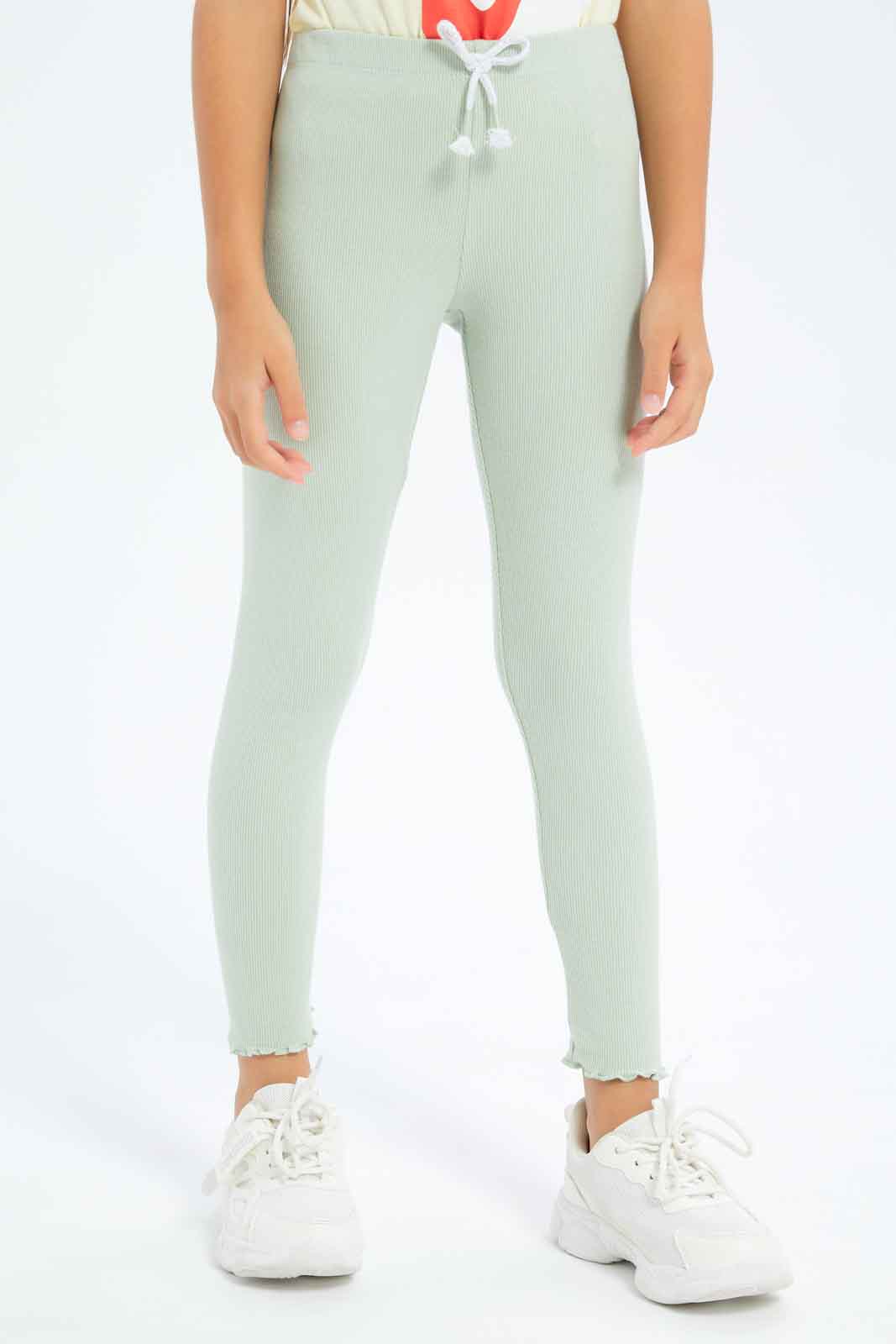 Redtag-Girls-Green-Rib-Leggings-Category:Leggings,-Colour:Green,-Deals:New-In,-Dept:Girls,-Filter:Girls-(2-to-8-Yrs),-GIR-Leggings,-New-In-GIR-APL,-Non-Sale,-S23A,-Section:Girls-(0-to-14Yrs),-TBL-Girls-2 to 8 Years