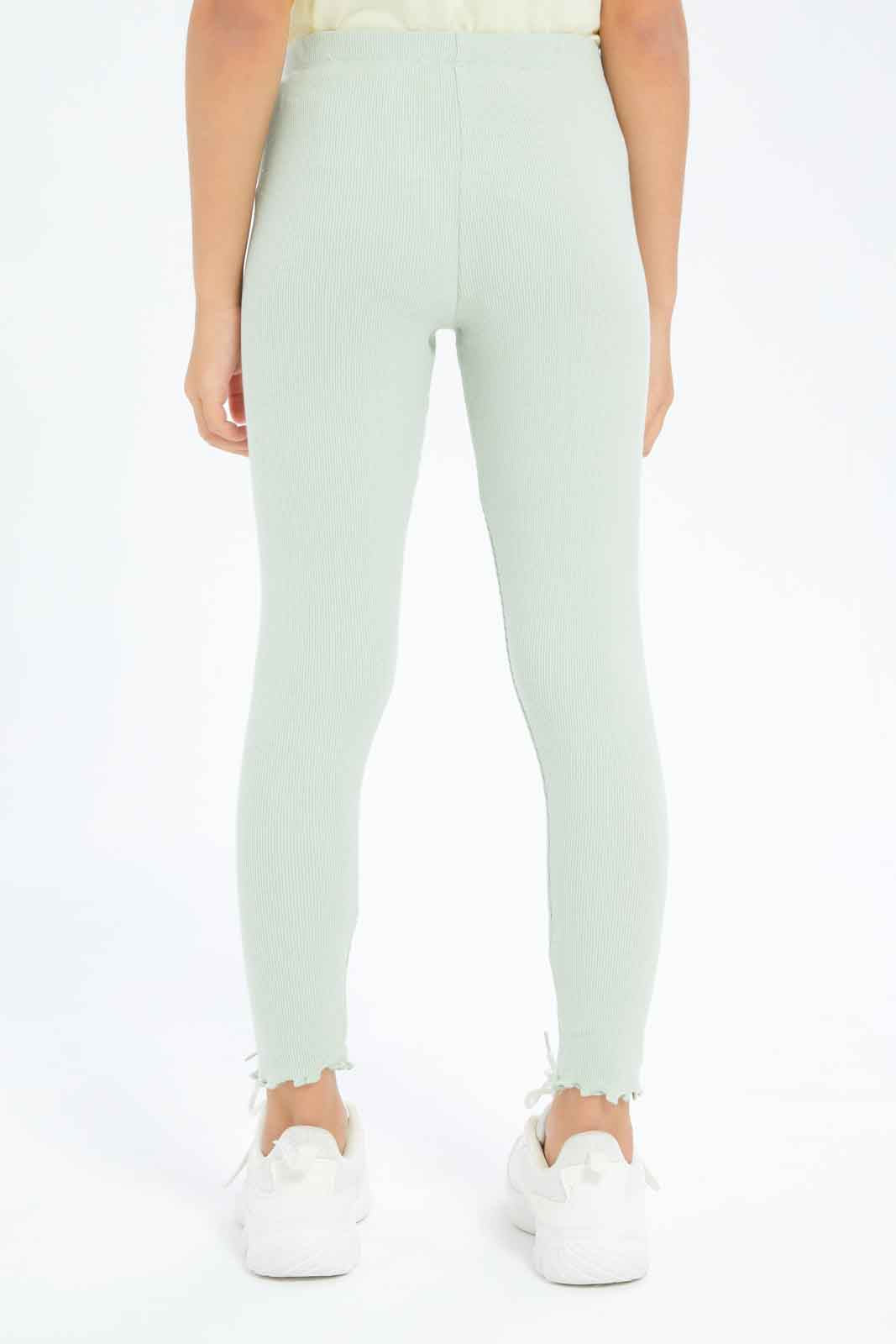 Redtag-Girls-Green-Rib-Leggings-Category:Leggings,-Colour:Green,-Deals:New-In,-Dept:Girls,-Filter:Girls-(2-to-8-Yrs),-GIR-Leggings,-New-In-GIR-APL,-Non-Sale,-S23A,-Section:Girls-(0-to-14Yrs),-TBL-Girls-2 to 8 Years