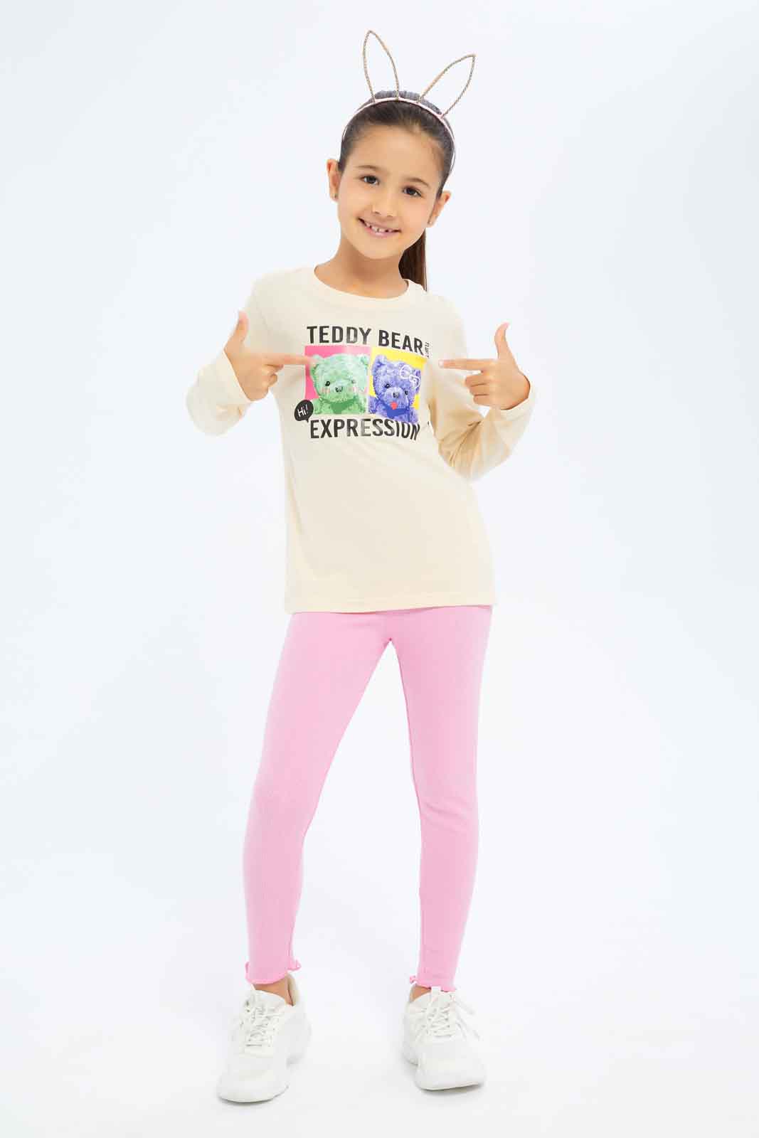 Redtag-Girls-Pink-Rib-Leggings-Category:Leggings,-Colour:Apricot,-Deals:New-In,-Dept:Girls,-Filter:Girls-(2-to-8-Yrs),-GIR-Leggings,-New-In-GIR-APL,-Non-Sale,-S23A,-Section:Girls-(0-to-14Yrs),-TBL-Girls-2 to 8 Years