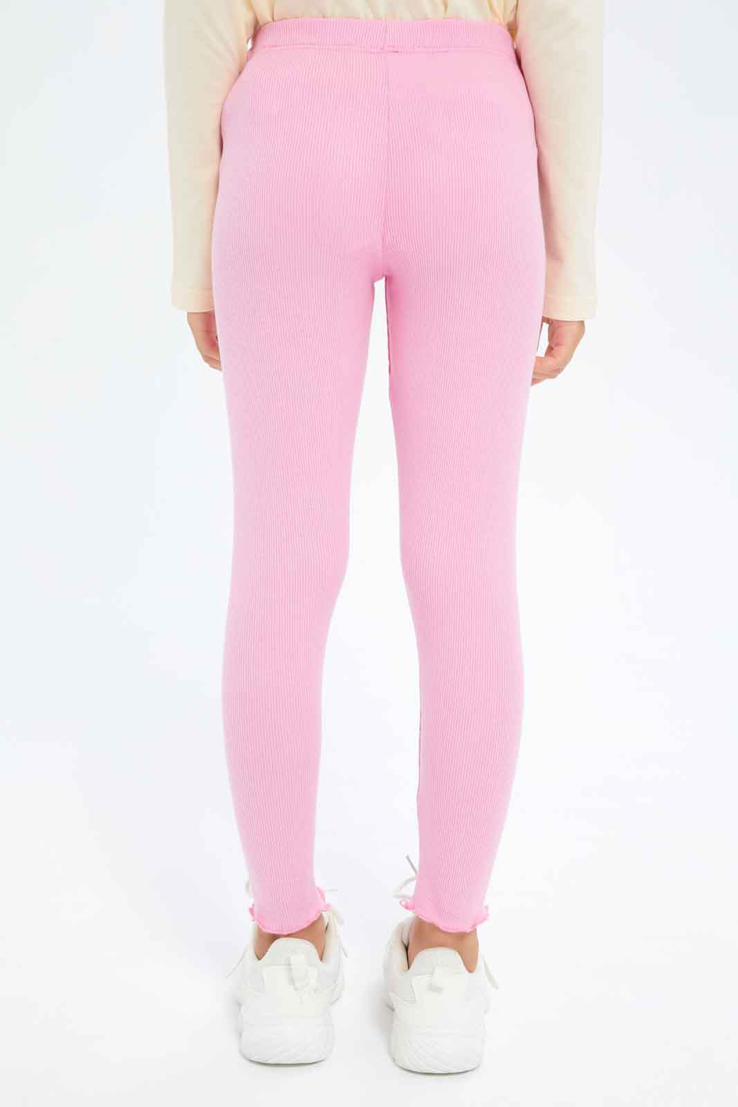 Redtag-Girls-Pink-Rib-Leggings-Category:Leggings,-Colour:Apricot,-Deals:New-In,-Dept:Girls,-Filter:Girls-(2-to-8-Yrs),-GIR-Leggings,-New-In-GIR-APL,-Non-Sale,-S23A,-Section:Girls-(0-to-14Yrs),-TBL-Girls-2 to 8 Years