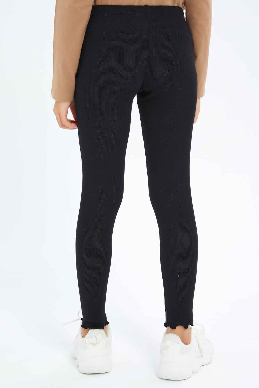Redtag-Girls-Black-Rib-Leggings-Category:Leggings,-Colour:Black,-Deals:New-In,-Dept:Girls,-Filter:Girls-(2-to-8-Yrs),-GIR-Leggings,-New-In-GIR-APL,-Non-Sale,-S23A,-Section:Girls-(0-to-14Yrs),-TBL-Girls-2 to 8 Years