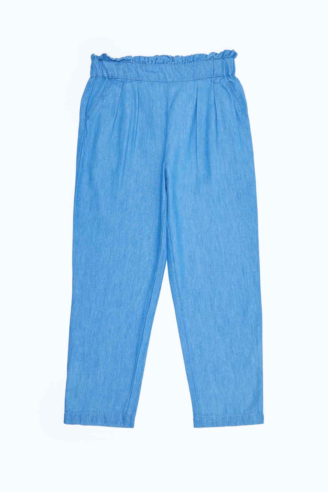 Redtag-Girls-Denim-Trouser-Ruffels-At-Waist---Lt.-Wash-Category:Trousers,-Colour:Light-Wash,-Deals:2-FOR-89,-Deals:New-In,-Dept:Girls,-Filter:Girls-(2-to-8-Yrs),-GIR-Trousers,-MQN,-New-In-GIR-APL,-Non-Sale,-S23B,-Section:Girls-(0-to-14Yrs)-Girls-2 to 8 Years