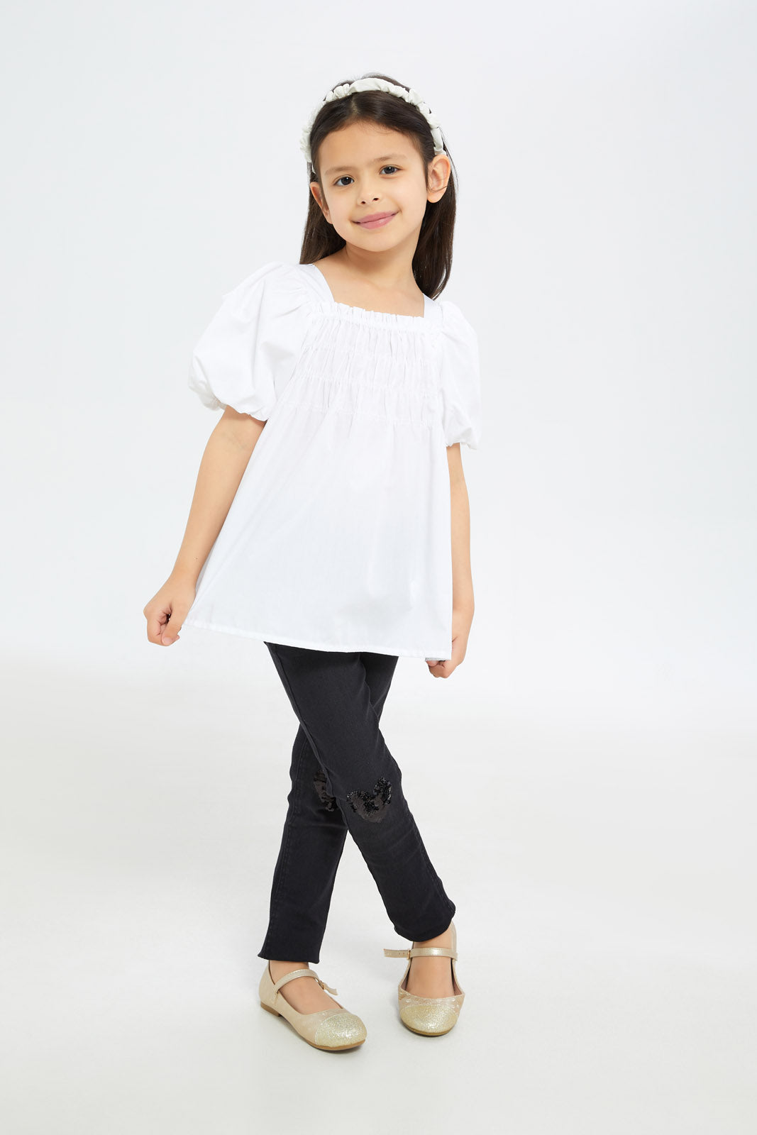 Redtag-Girls-Poplin-Puff-Sleeve-Blouse-White-Category:Blouses,-Colour:White,-Deals:New-In,-Dept:Girls,-Filter:Girls-(2-to-8-Yrs),-GIR-Blouses,-H1:KWR,-H2:GIR,-H3:BLO,-H4:CBL,-New-In-GIR-APL,-Non-Sale,-S23B,-Season:S23B,-Section:Girls-(0-to-14Yrs)-Girls-2 to 8 Years