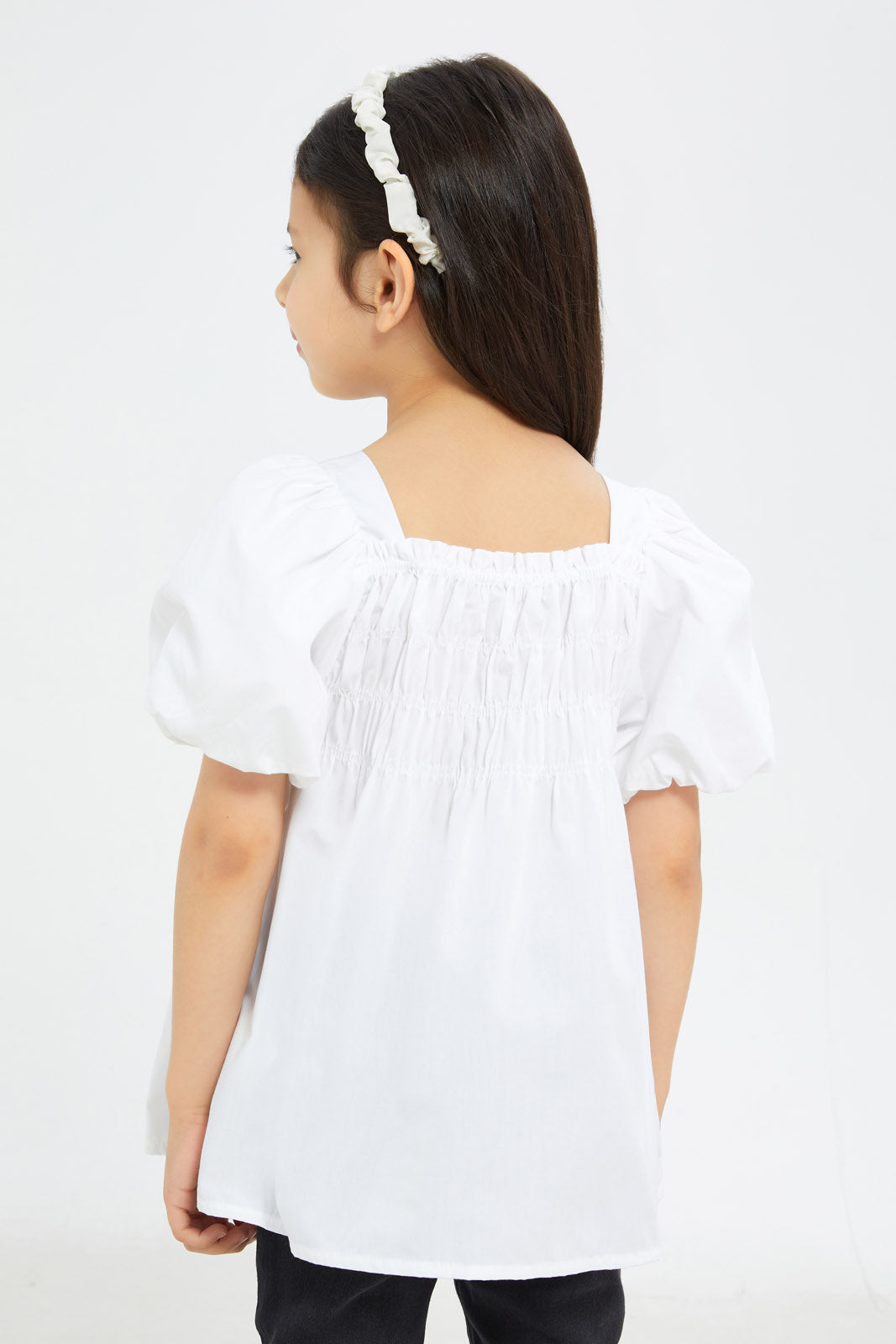 Redtag-Girls-Poplin-Puff-Sleeve-Blouse-White-Category:Blouses,-Colour:White,-Deals:New-In,-Dept:Girls,-Filter:Girls-(2-to-8-Yrs),-GIR-Blouses,-H1:KWR,-H2:GIR,-H3:BLO,-H4:CBL,-New-In-GIR-APL,-Non-Sale,-S23B,-Season:S23B,-Section:Girls-(0-to-14Yrs)-Girls-2 to 8 Years