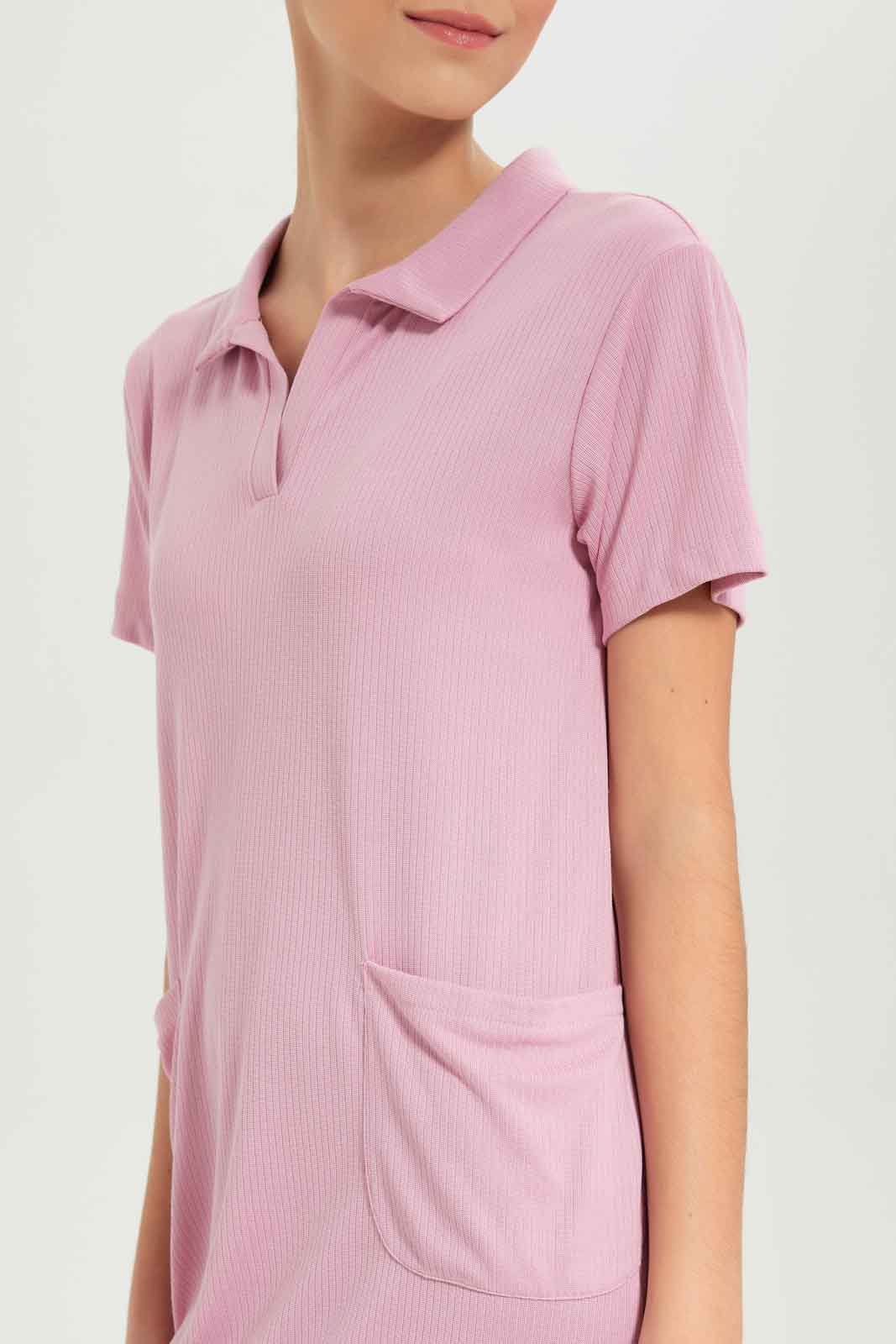 Redtag-Girls-Pink-Shortsleeve-Collared-Dress-Category:Dresses,-Colour:Apricot,-Deals:New-In,-Dept:Girls,-Filter:Senior-Girls-(8-to-14-Yrs),-GSR-Dresses,-New-In-GSR-APL,-Non-Sale,-S23B,-Section:Girls-(0-to-14Yrs)-Senior-Girls-9 to 14 Years