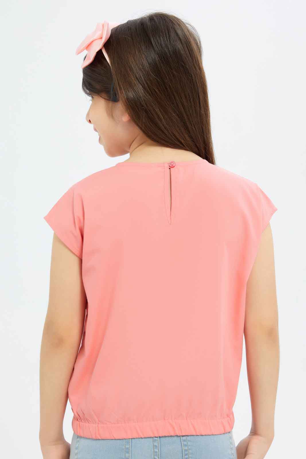 Redtag-Girls-Ss-Elasticated-Co-Ord-Blouse-Coral-Category:Blouses,-Colour:Apricot,-Deals:New-In,-Dept:Girls,-Filter:Girls-(2-to-8-Yrs),-GIR-Blouses,-New-In-GIR-APL,-Non-Sale,-S23B,-Section:Girls-(0-to-14Yrs)-Girls-2 to 8 Years