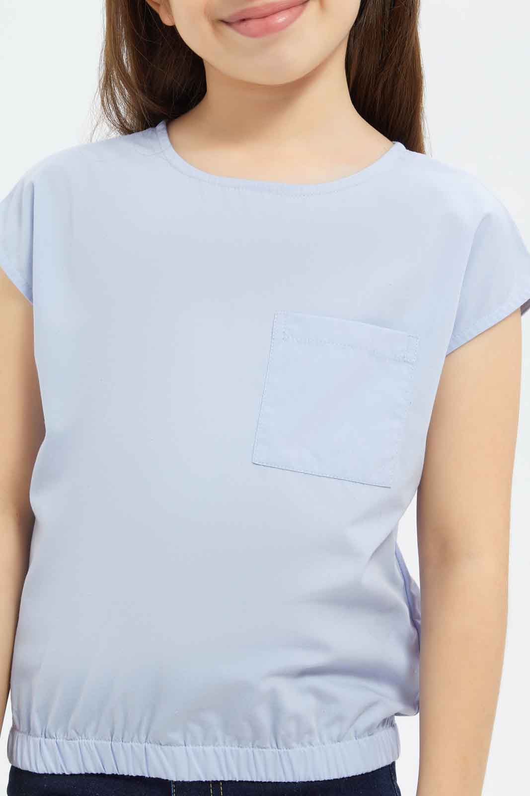 Redtag-Girls-Ss-Elasticated-Co-Ord-Blouse-Blue-Category:Blouses,-Colour:Blue,-Deals:New-In,-Dept:Girls,-Filter:Girls-(2-to-8-Yrs),-GIR-Blouses,-New-In-GIR-APL,-Non-Sale,-S23B,-Section:Girls-(0-to-14Yrs)-Girls-2 to 8 Years
