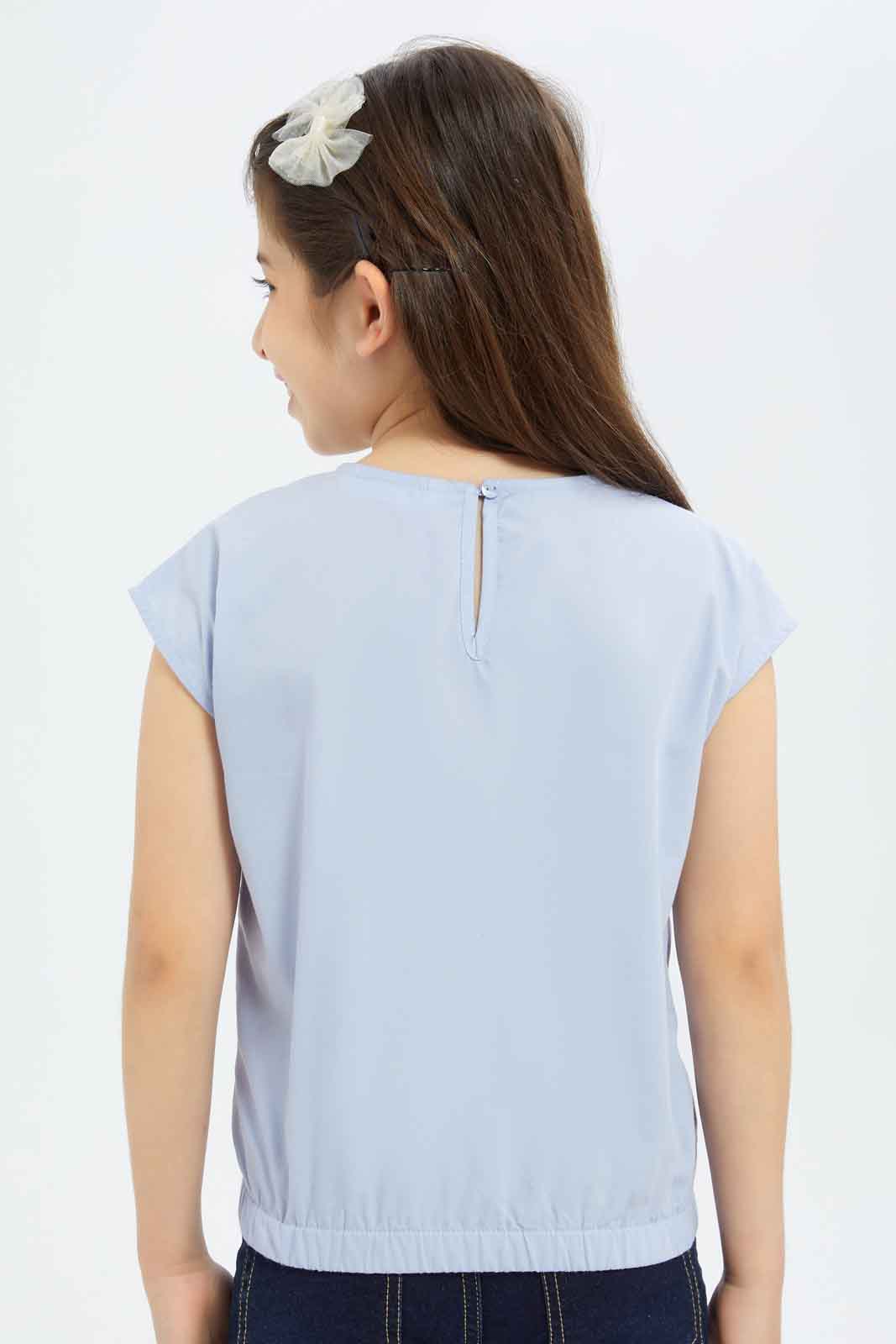 Redtag-Girls-Ss-Elasticated-Co-Ord-Blouse-Blue-Category:Blouses,-Colour:Blue,-Deals:New-In,-Dept:Girls,-Filter:Girls-(2-to-8-Yrs),-GIR-Blouses,-New-In-GIR-APL,-Non-Sale,-S23B,-Section:Girls-(0-to-14Yrs)-Girls-2 to 8 Years