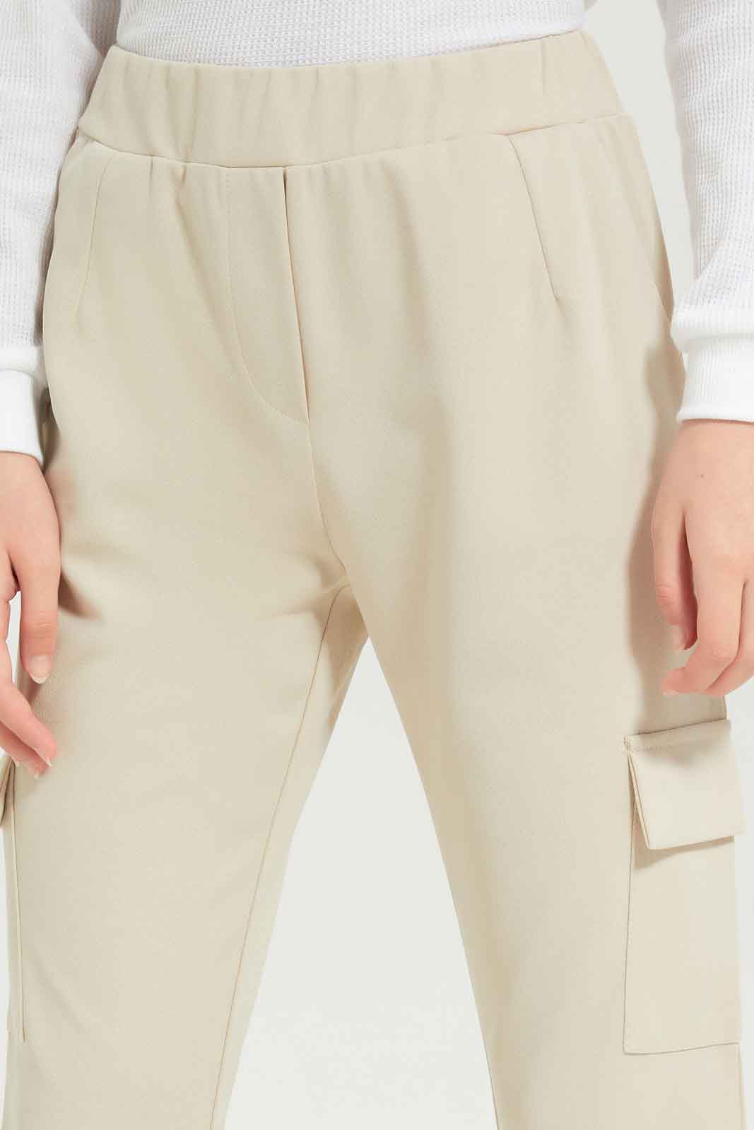 Redtag-Girls-Beige-Cargo-Pocket-Knitted-Jogger-Category:Trousers,-Colour:Beige,-Deals:New-In,-Dept:Girls,-Filter:Senior-Girls-(8-to-14-Yrs),-GSR-Trousers,-New-In-GSR-APL,-Non-Sale,-S23B,-Section:Girls-(0-to-14Yrs),-VLM-Senior-Girls-9 to 14 Years