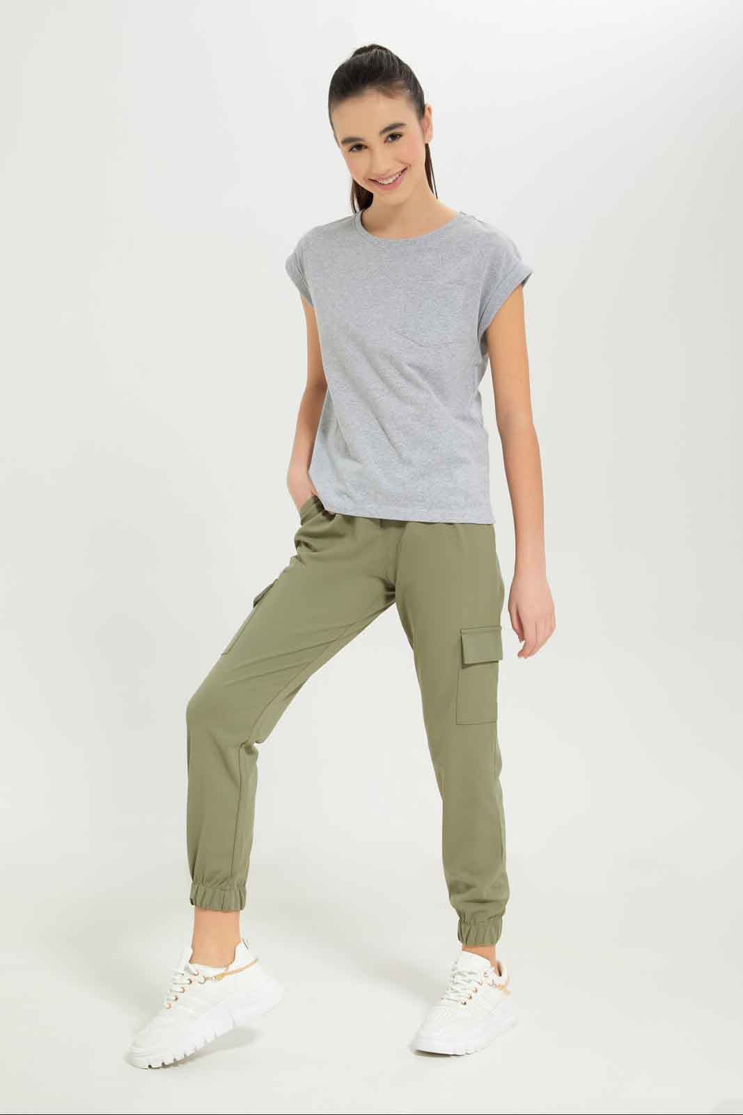 Redtag-Girls-Olive-Cargo-Pocket-Knitted-Jogger-Category:Trousers,-Colour:Green,-Deals:New-In,-Dept:Girls,-Filter:Senior-Girls-(8-to-14-Yrs),-GSR-Trousers,-New-In-GSR-APL,-Non-Sale,-S23B,-Section:Girls-(0-to-14Yrs),-VLM-Senior-Girls-9 to 14 Years