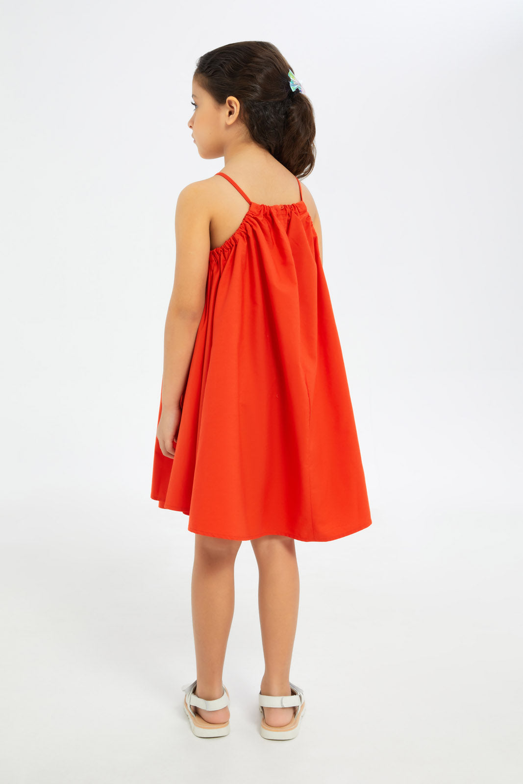 Redtag-Girls-Halter-Poplin-Dress-Red-Category:Dresses,-Colour:Red,-Deals:New-In,-Dept:Girls,-Filter:Girls-(2-to-8-Yrs),-GIR-Dresses,-H1:KWR,-H2:GIR,-H3:DRS,-H4:CAD,-New-In-GIR-APL,-Non-Sale,-S23B,-Season:S23B,-Section:Girls-(0-to-14Yrs)-Girls-2 to 8 Years