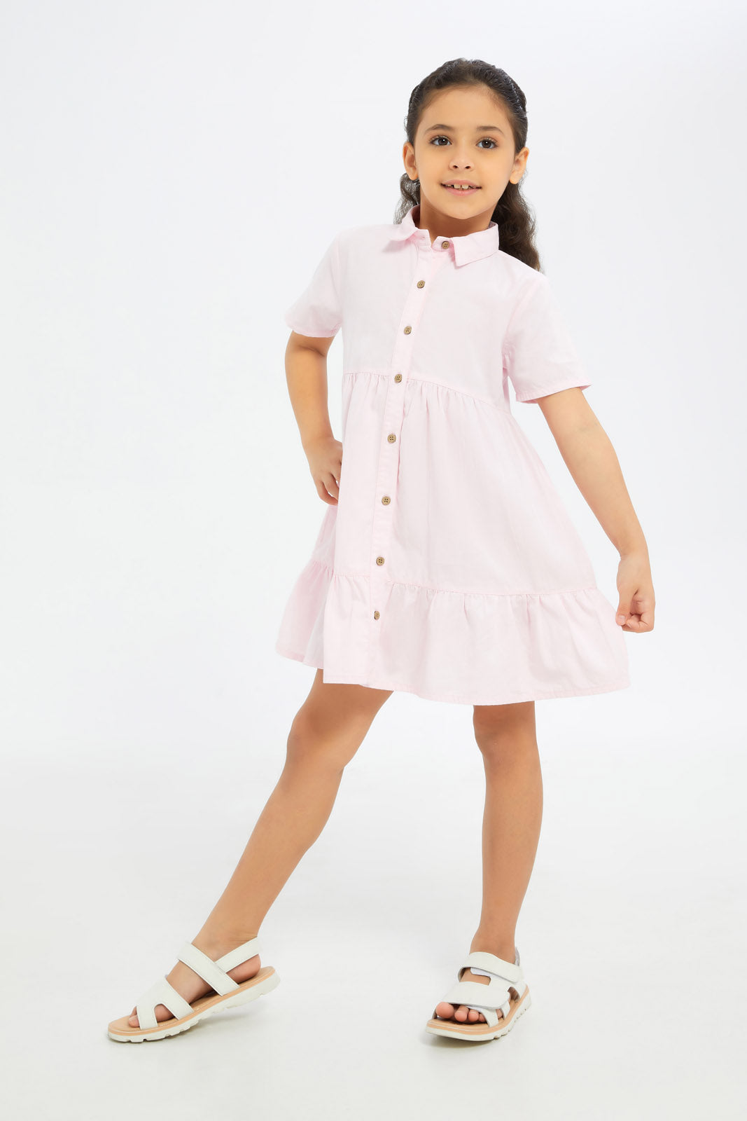 Redtag-Girls-Button-Through-Dress-Coral-Category:Dresses,-Colour:Apricot,-Deals:New-In,-Dept:Girls,-Filter:Girls-(2-to-8-Yrs),-GIR-Dresses,-H1:KWR,-H2:GIR,-H3:DRS,-H4:CAD,-New-In-GIR-APL,-Non-Sale,-S23B,-Season:S23B,-Section:Girls-(0-to-14Yrs)-Girls-2 to 8 Years