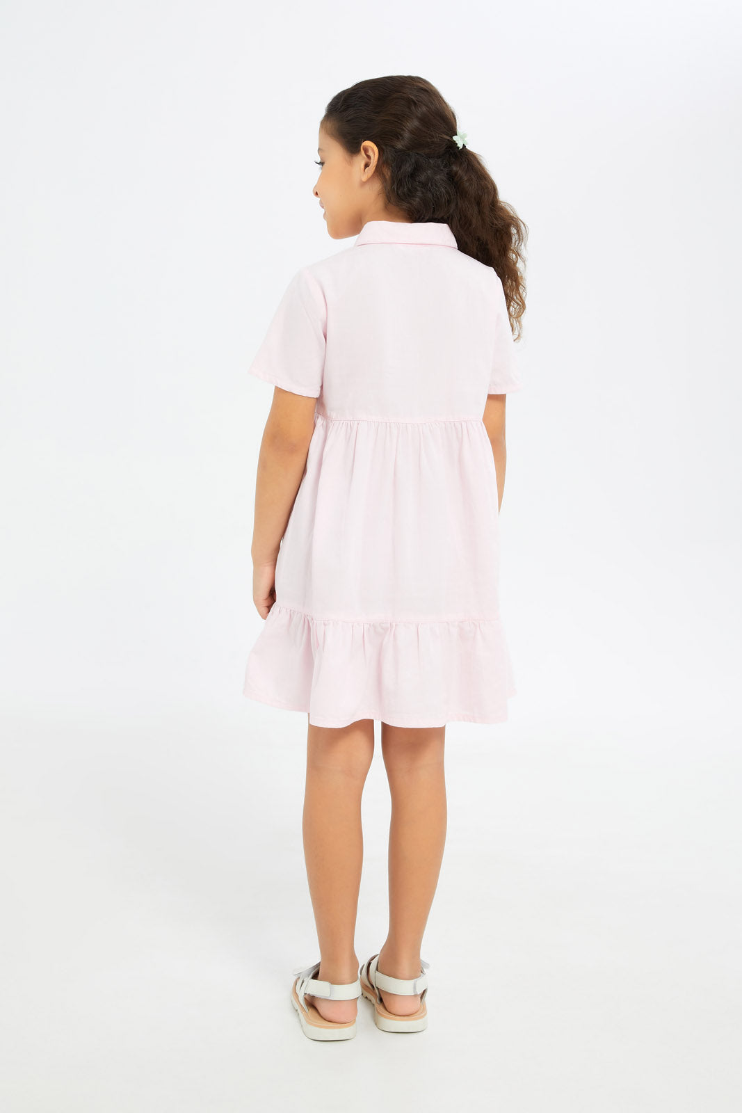Redtag-Girls-Button-Through-Dress-Coral-Category:Dresses,-Colour:Apricot,-Deals:New-In,-Dept:Girls,-Filter:Girls-(2-to-8-Yrs),-GIR-Dresses,-H1:KWR,-H2:GIR,-H3:DRS,-H4:CAD,-New-In-GIR-APL,-Non-Sale,-S23B,-Season:S23B,-Section:Girls-(0-to-14Yrs)-Girls-2 to 8 Years