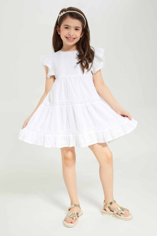 Redtag-Girls-Woven-Anglaise-Inset-Dress-Category:Dresses,-Colour:White,-Deals:New-In,-Dept:Girls,-Filter:Girls-(2-to-8-Yrs),-GIR-Dresses,-New-In-GIR-APL,-Non-Sale,-S23B,-Section:Girls-(0-to-14Yrs)-Girls-