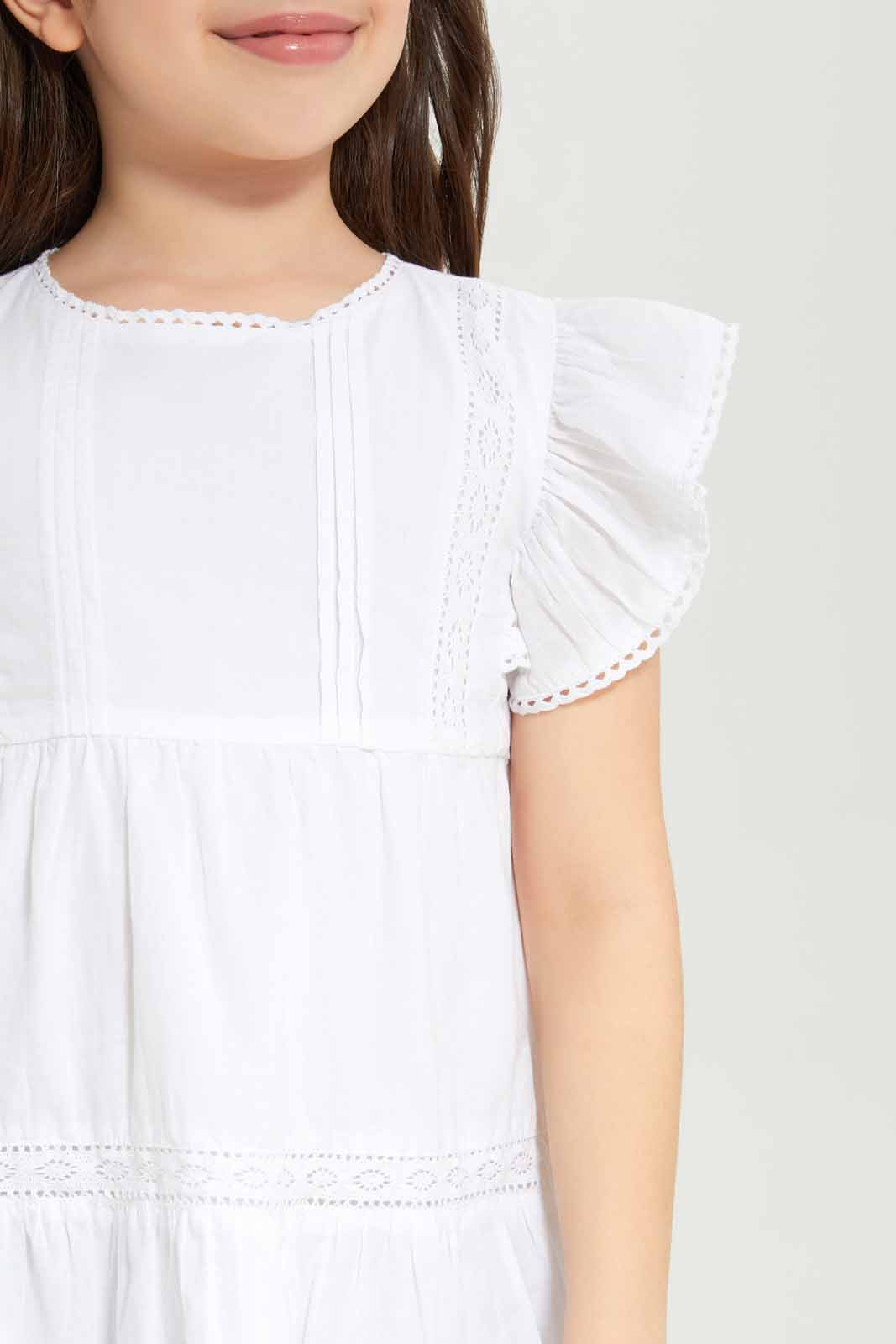 Redtag-Girls-Woven-Anglaise-Inset-Dress-Category:Dresses,-Colour:White,-Deals:New-In,-Dept:Girls,-Filter:Girls-(2-to-8-Yrs),-GIR-Dresses,-New-In-GIR-APL,-Non-Sale,-S23B,-Section:Girls-(0-to-14Yrs)-Girls-