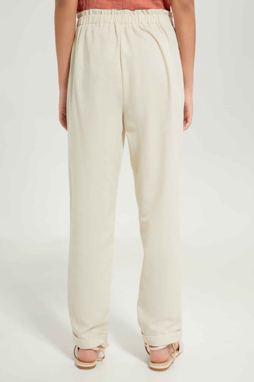 Redtag-Girls-Beige-Paper-Bag-Trouser-Category:Trousers,-Colour:Beige,-Deals:New-In,-Dept:Girls,-Filter:Senior-Girls-(8-to-14-Yrs),-GSR-Trousers,-New-In-GSR-APL,-Non-Sale,-S23B,-Section:Girls-(0-to-14Yrs)-Senior-Girls-9 to 14 Years