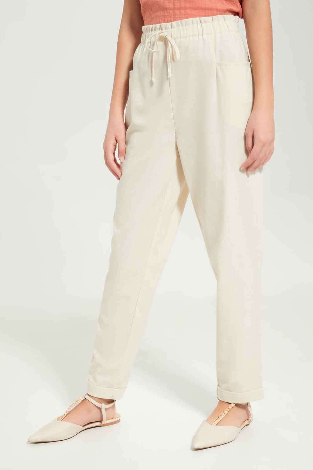 Redtag-Girls-Beige-Paper-Bag-Trouser-Category:Trousers,-Colour:Beige,-Deals:New-In,-Dept:Girls,-Filter:Senior-Girls-(8-to-14-Yrs),-GSR-Trousers,-New-In-GSR-APL,-Non-Sale,-S23B,-Section:Girls-(0-to-14Yrs)-Senior-Girls-9 to 14 Years