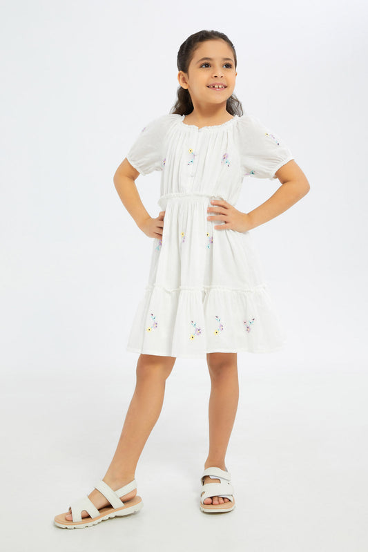 Redtag-Girls-Embroidered-Woven-Dress-Pink/Lilac-Floral-Category:Dresses,-Colour:Cream,-Deals:New-In,-Dept:Girls,-Filter:Girls-(2-to-8-Yrs),-GIR-Dresses,-H1:KWR,-H2:GIR,-H3:DRS,-H4:CAD,-New-In-GIR-APL,-Non-Sale,-S23B,-Season:S23B,-Section:Girls-(0-to-14Yrs)-Girls-2 to 8 Years