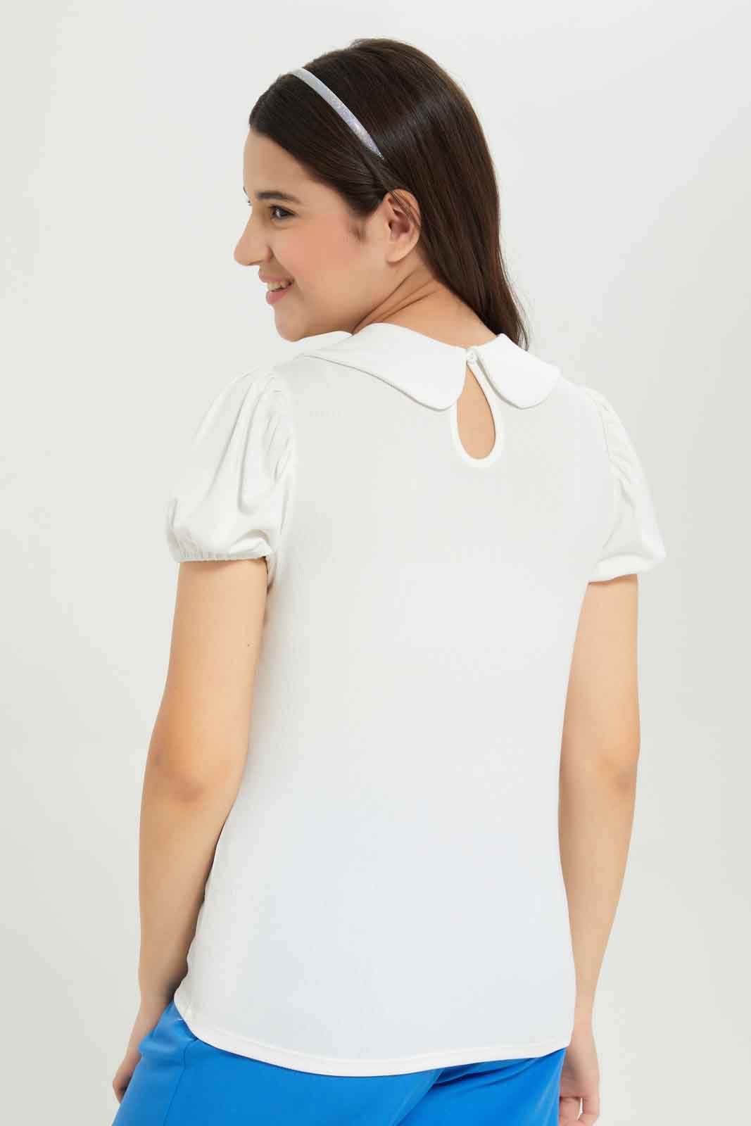 Redtag-Girls-White-Peter-Pan-Collar-Blouse-Category:Blouses,-Colour:White,-Deals:New-In,-Dept:Girls,-Filter:Senior-Girls-(8-to-14-Yrs),-GSR-Blouses,-New-In-GSR-APL,-Non-Sale,-S23B,-Section:Girls-(0-to-14Yrs),-VLM-Senior-Girls-9 to 14 Years